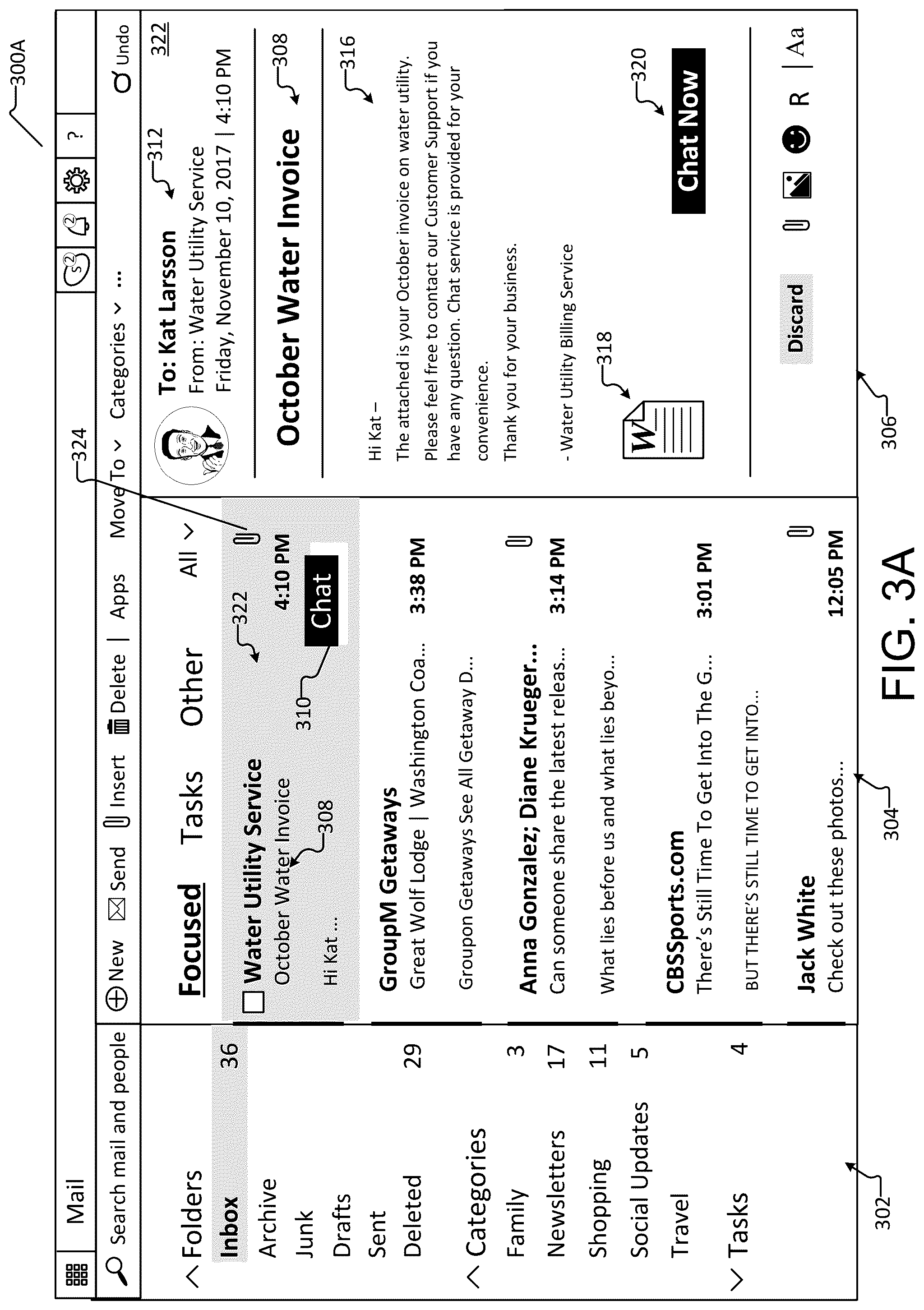 Patent US12107803 Figure 3 – Chat-enabled messaging