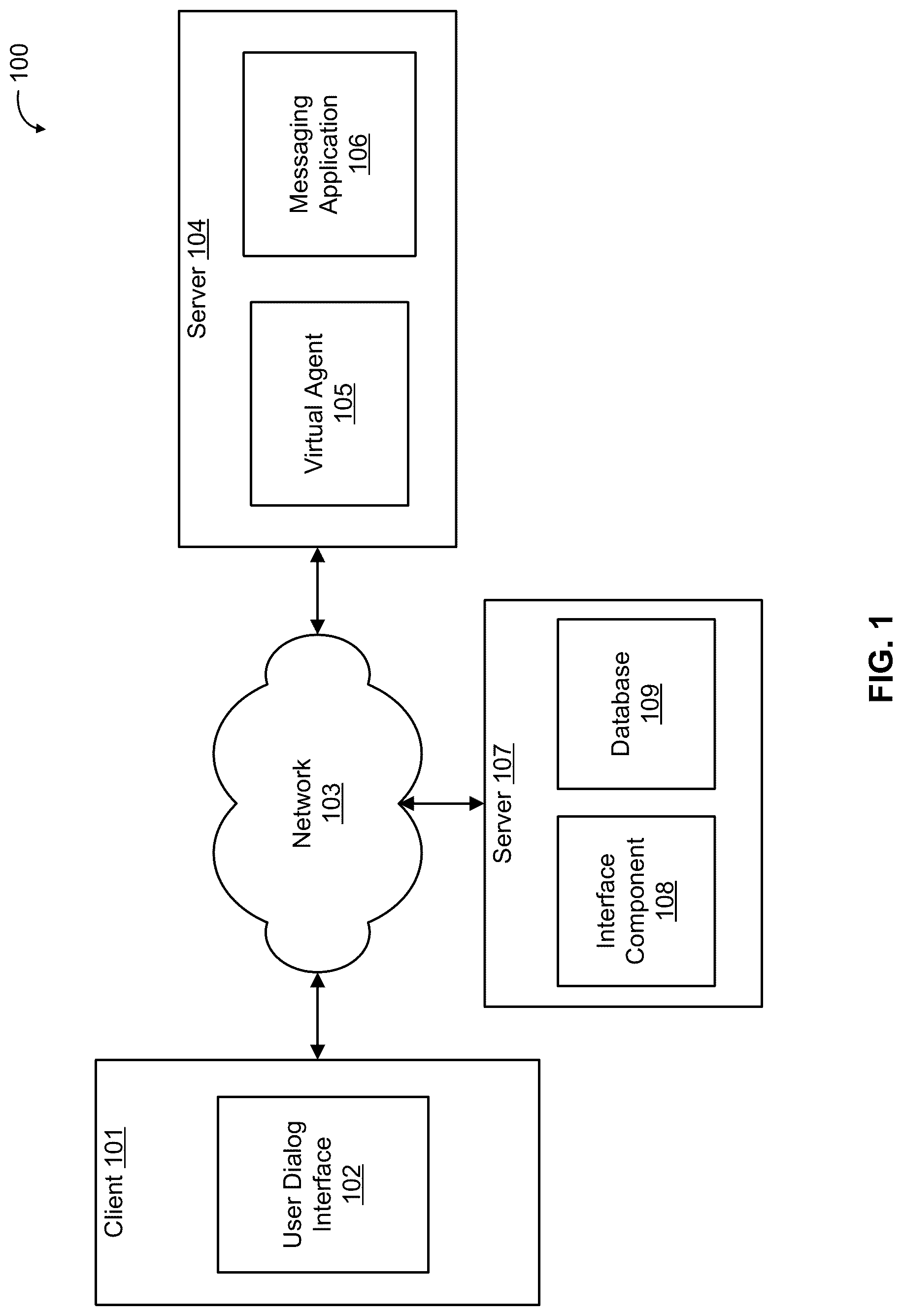 Patent US12107804 Figure 1 – Chatbot dynamic content via a separate messaging application