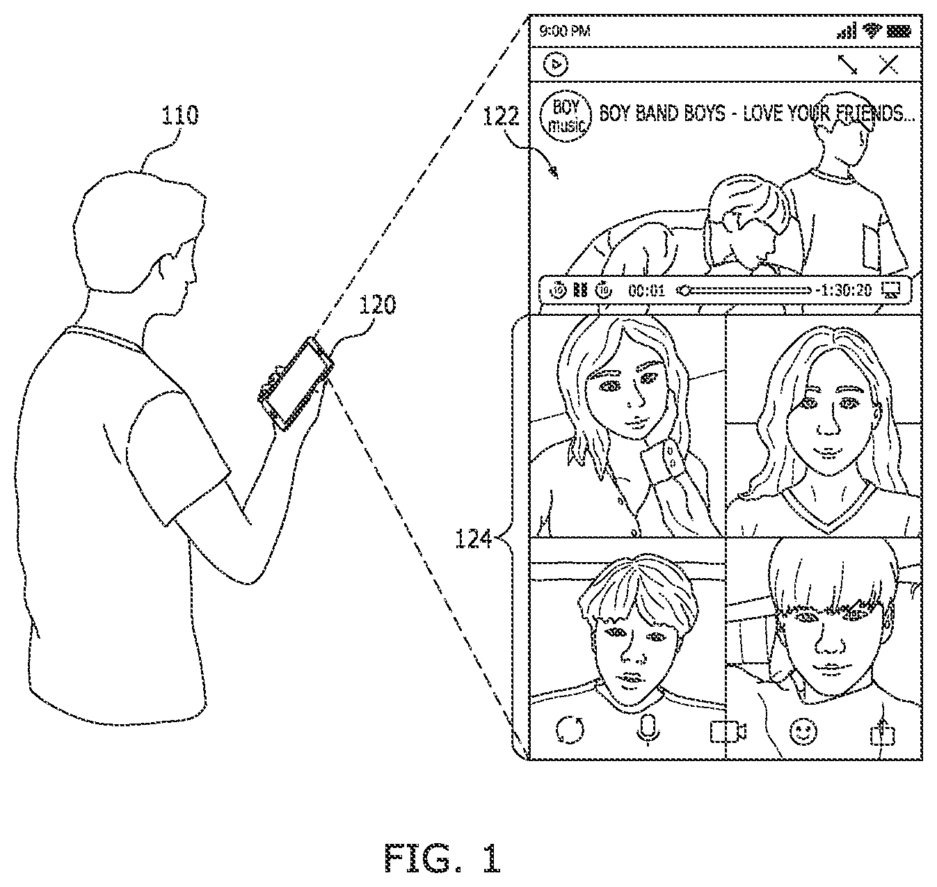 Patent US12107806 Figure 1 – Method and system for sharing content on instant messaging application during calls