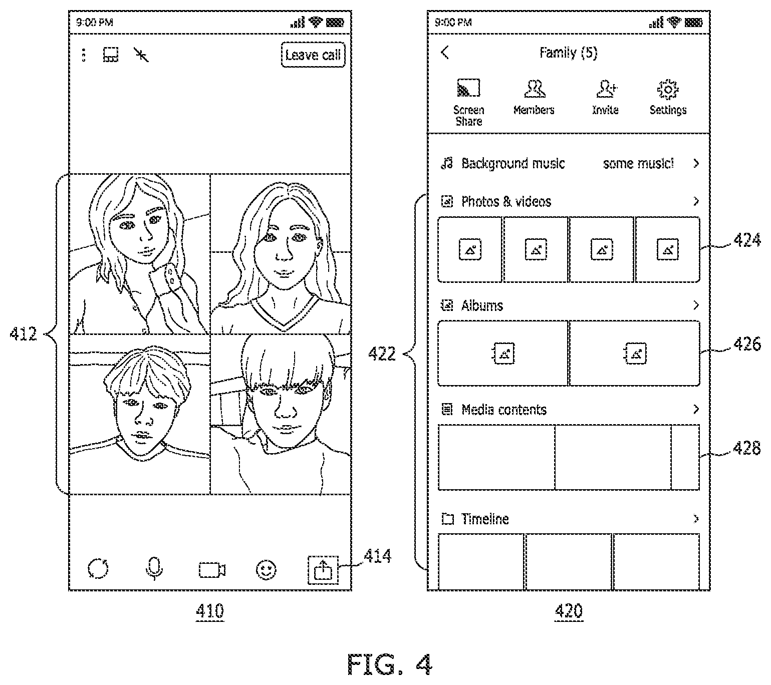 Patent US12107806 Figure 4 – Method and system for sharing content on instant messaging application during calls