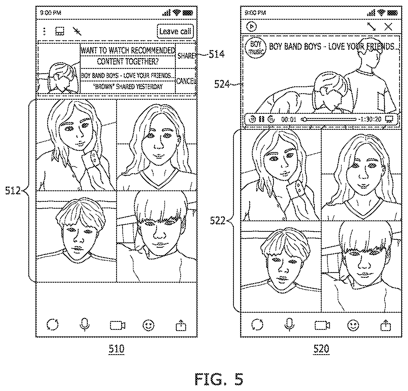 Patent US12107806 Figure 5 – Method and system for sharing content on instant messaging application during calls