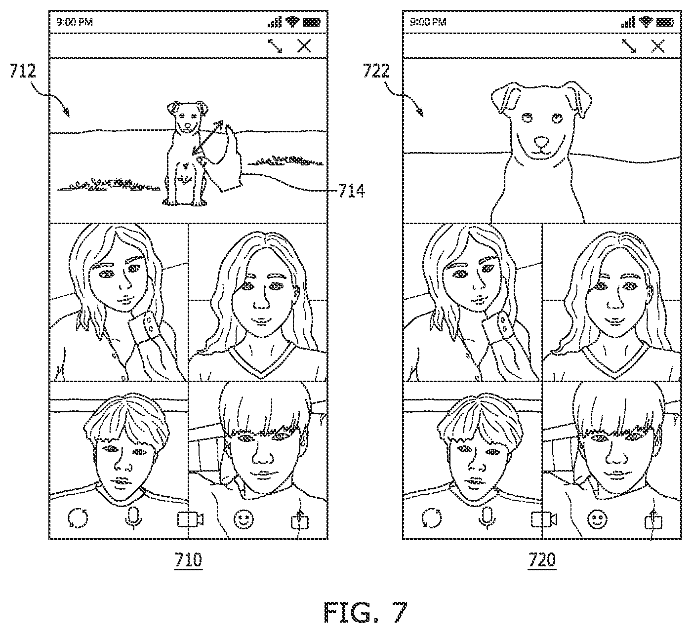 Patent US12107806 Figure 7 – Method and system for sharing content on instant messaging application during calls