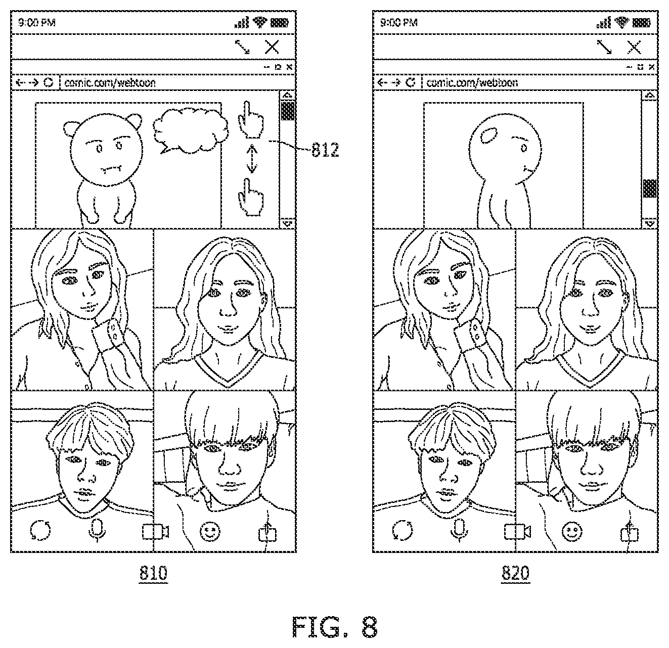 Patent US12107806 Figure 8 – Method and system for sharing content on instant messaging application during calls