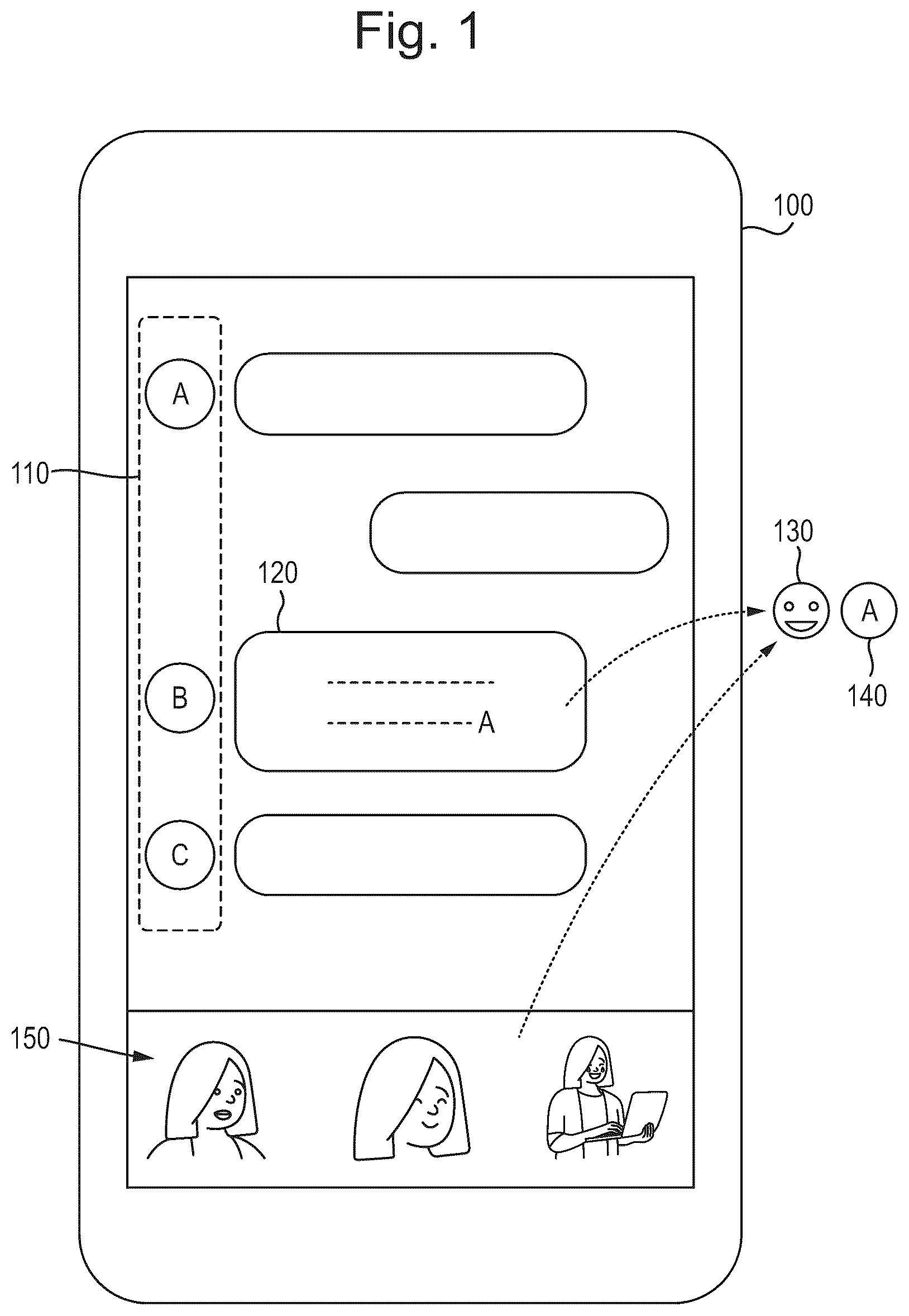 Patent US12107810 — System and methods for utilizing personal graphical elements in electronic communication — Figure 1