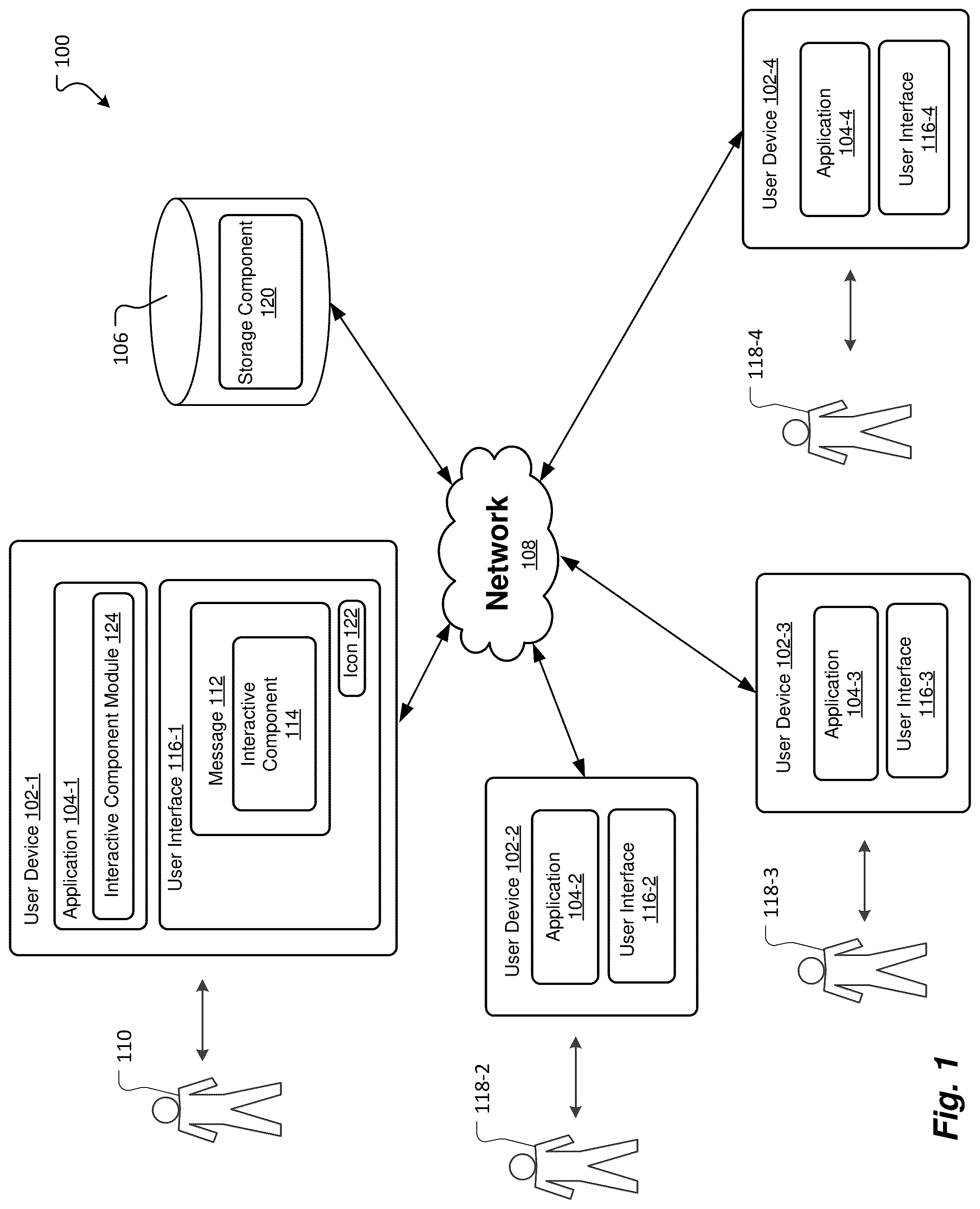Patent US12107816 — Interactive components for user collaboration — Figure 1