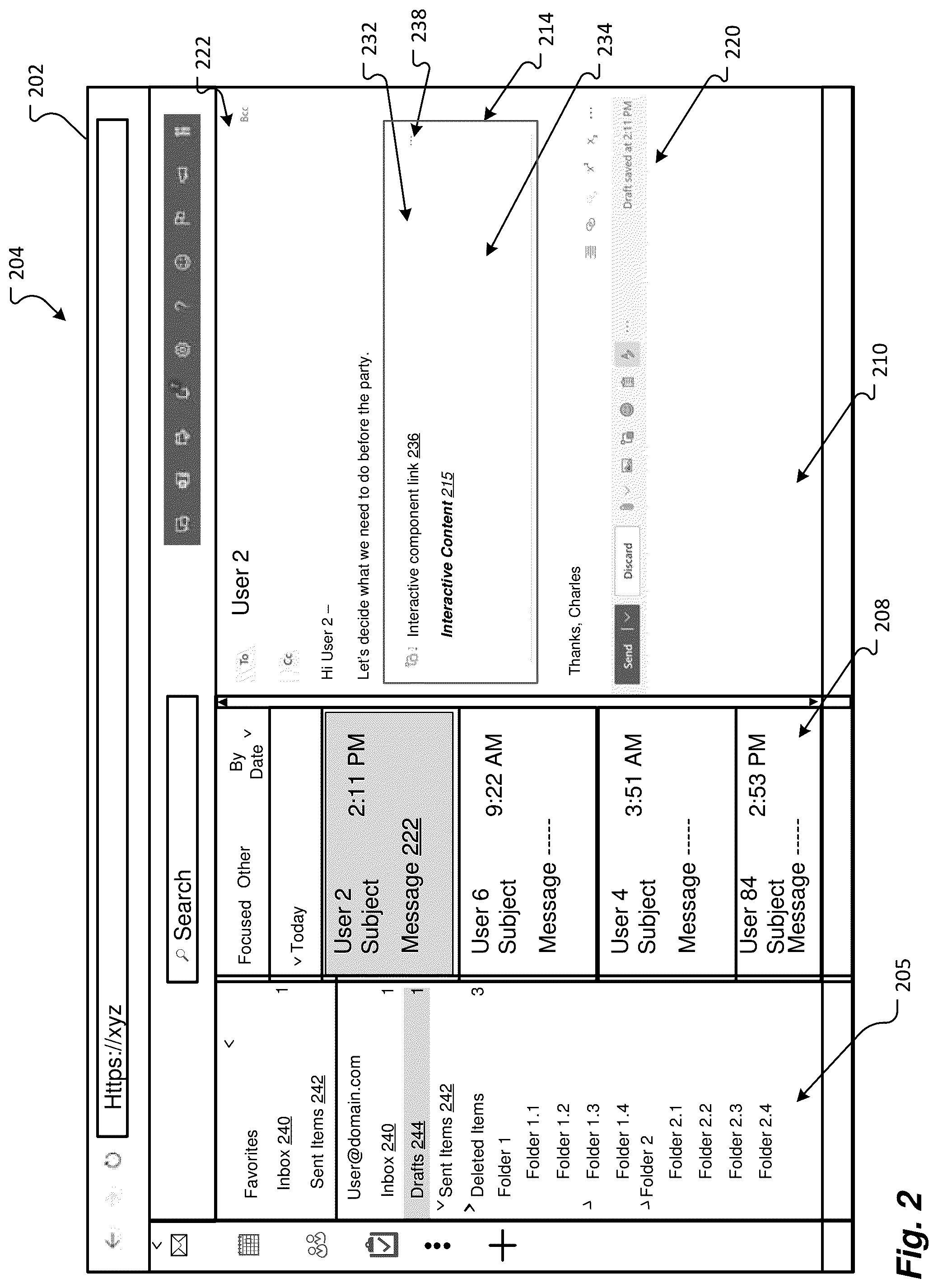 Patent US12107816 Figure 2 – Interactive components for user collaboration