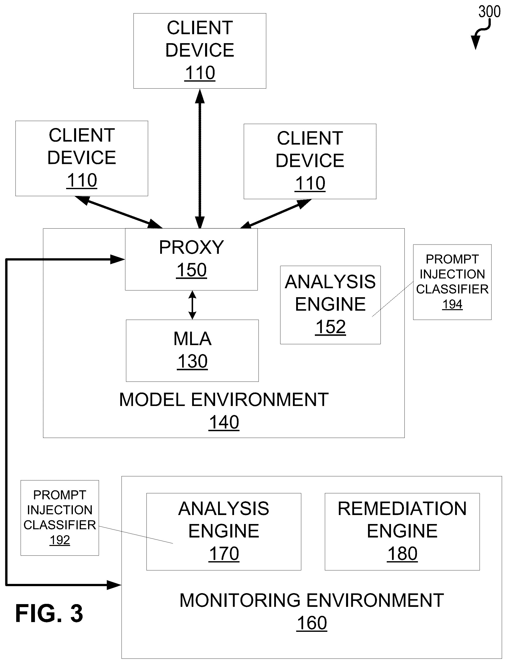 Patent US12107885 Figure 3 – Prompt injection classifier using intermediate results
