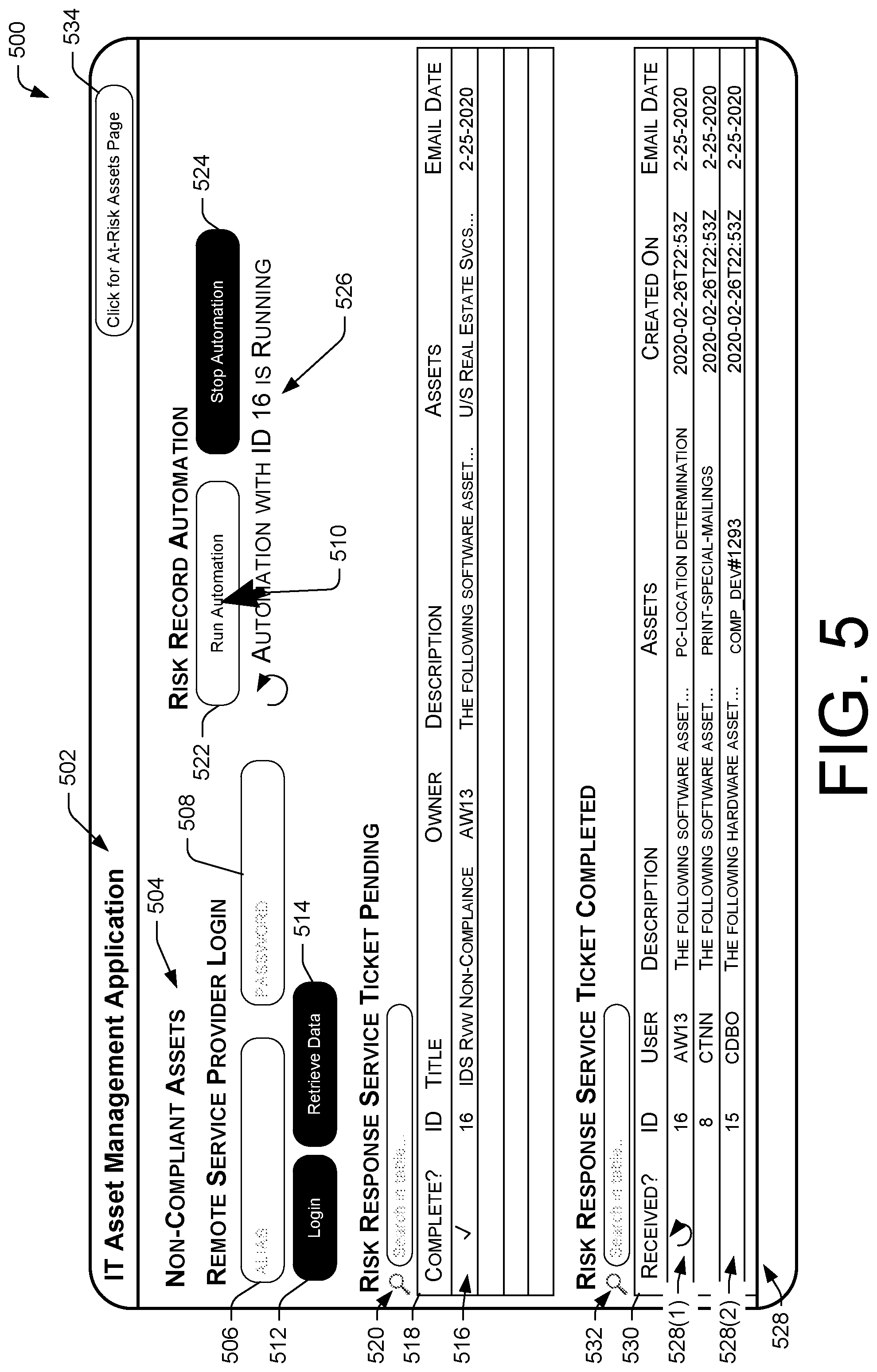 Patent US12107894 Figure 5 – Automated service ticket generation
