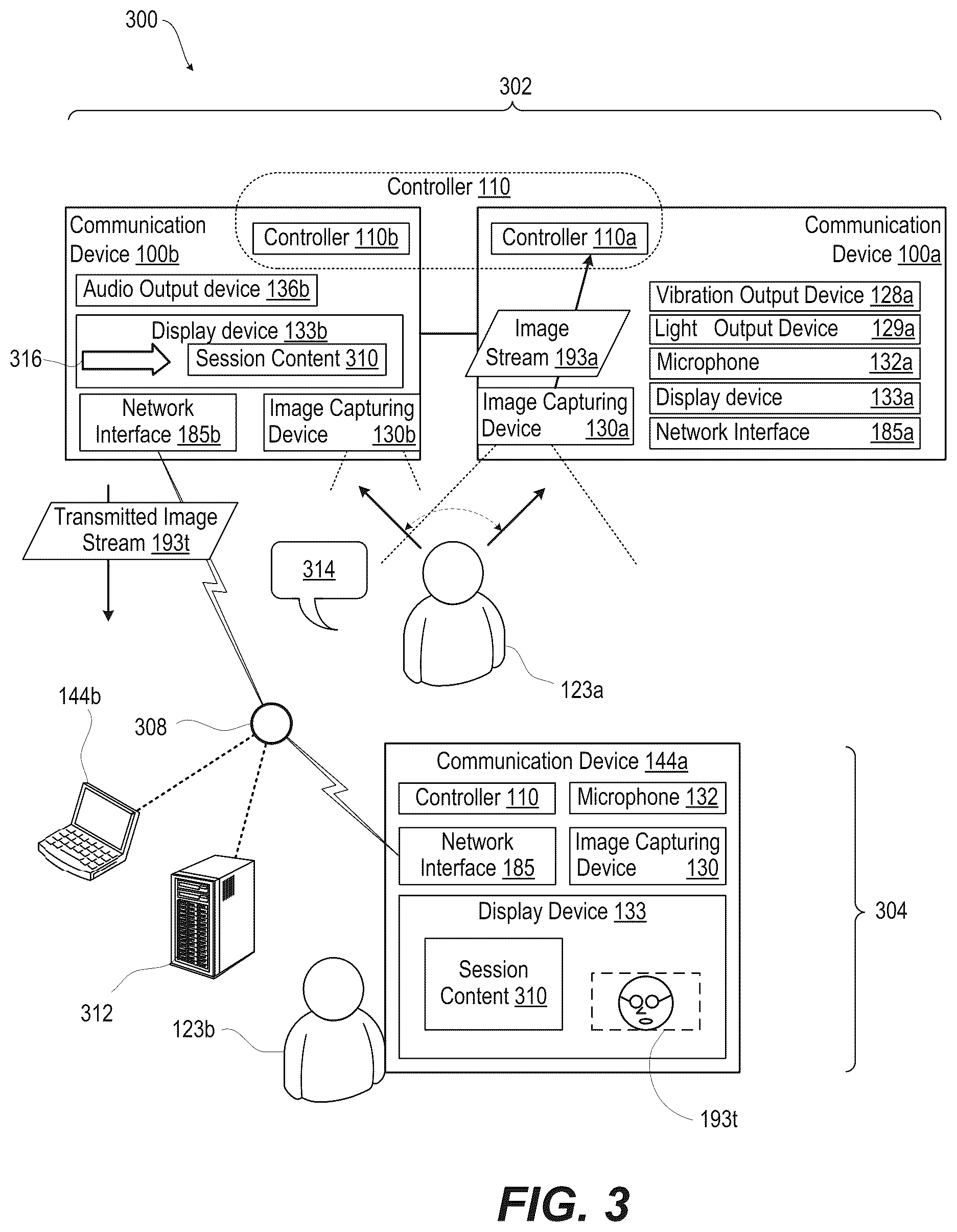 Patent US12107906 Figure 3 – Eye contact prompting electronic device in a video communication session