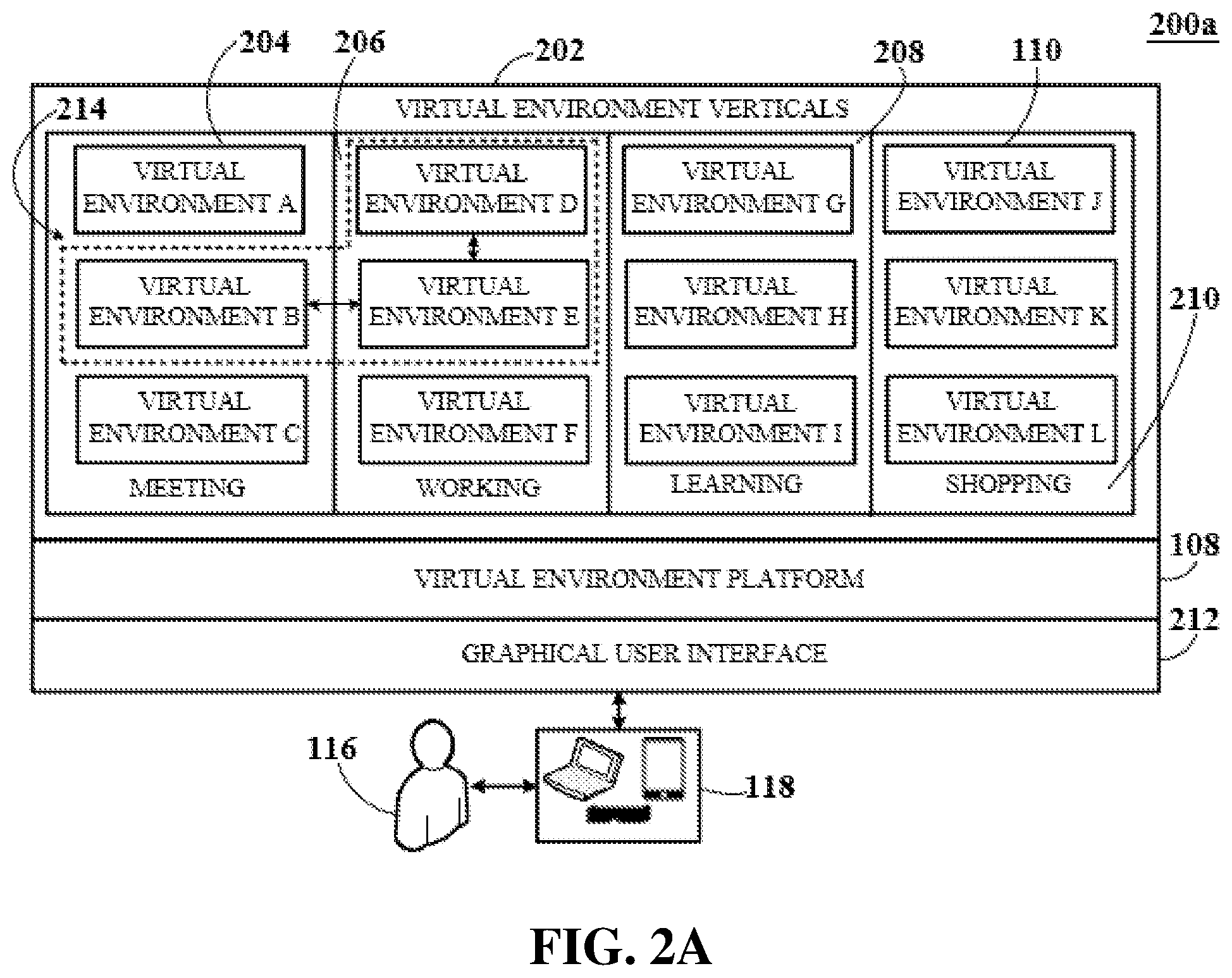 Patent US12107907 Figure 2 – System and method enabling interactions in virtual environments with virtual presence