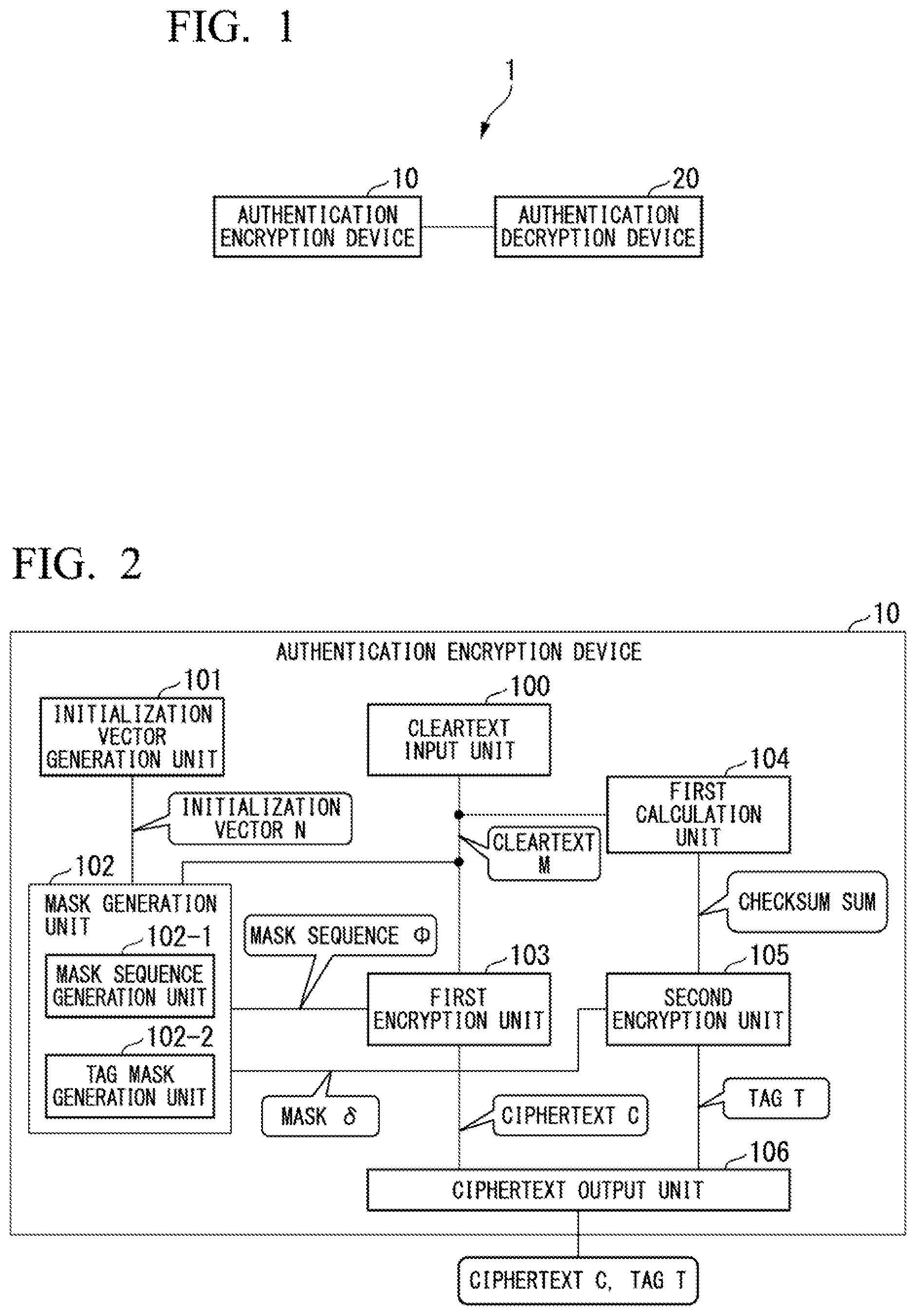 Patent US12107948 Figure 1 – Authentication encryption device, authentication decryption device, authentication encryption method, authentication decryption method, and storage medium