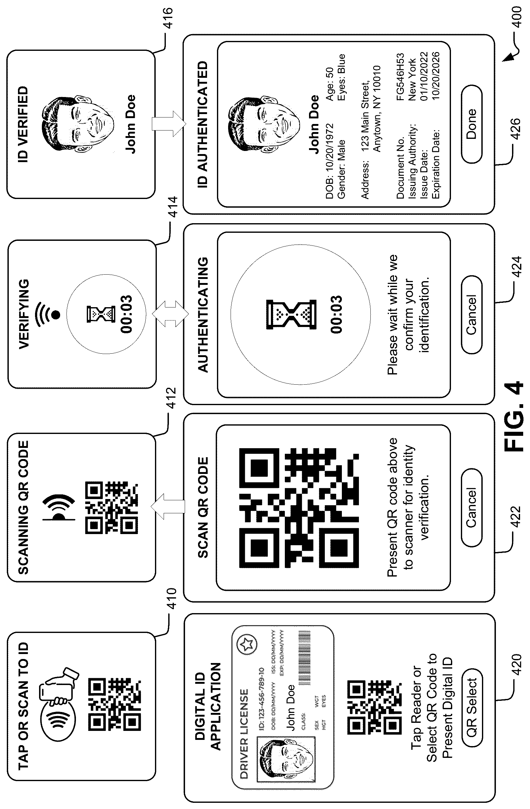 Patent US12107957 Figure 4 – Point-of-service digital identity verification device