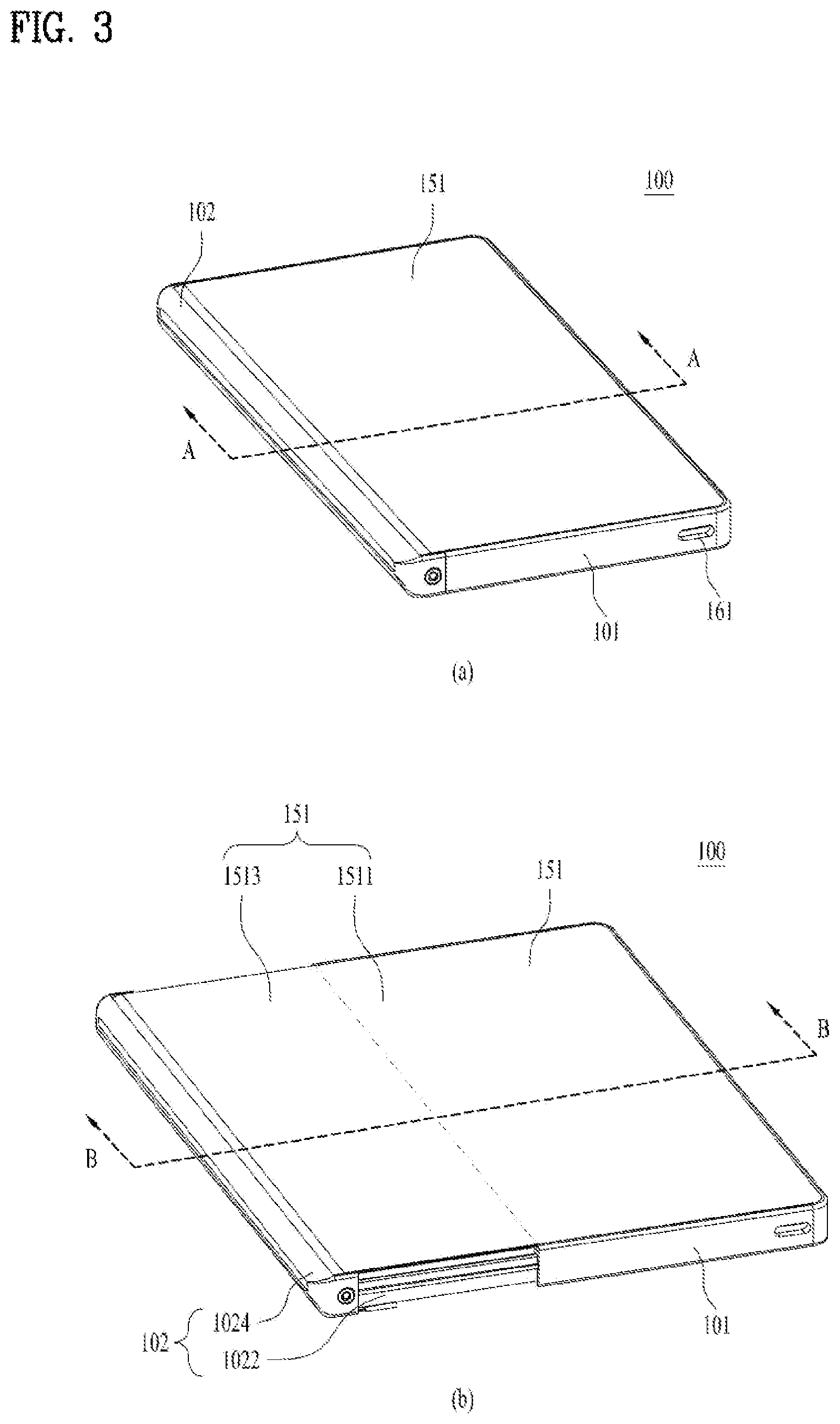 Patent US12107978 Figure 3 – Mobile terminal including frames and optical tracking sensor