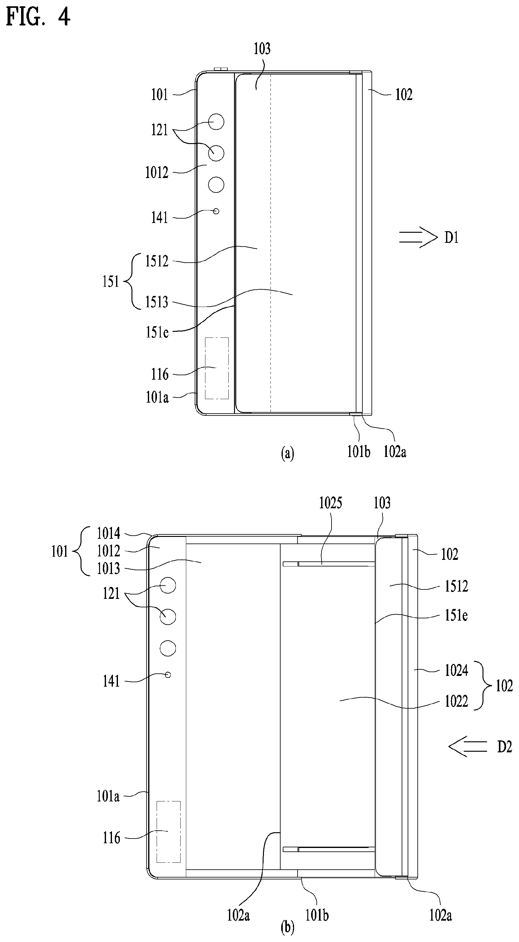 Patent US12107978 Figure 4 – Mobile terminal including frames and optical tracking sensor