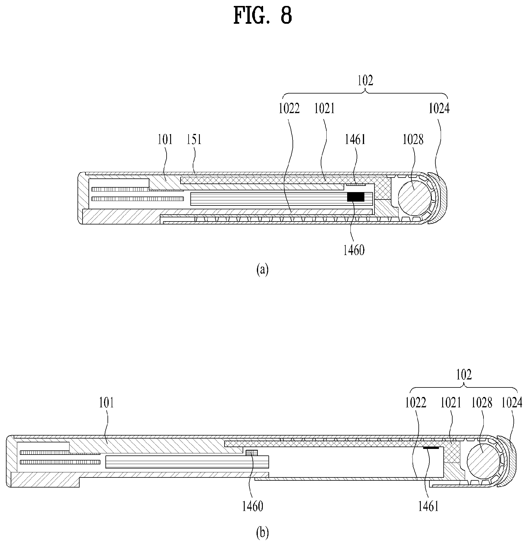 Patent US12107978 Figure 8 – Mobile terminal including frames and optical tracking sensor