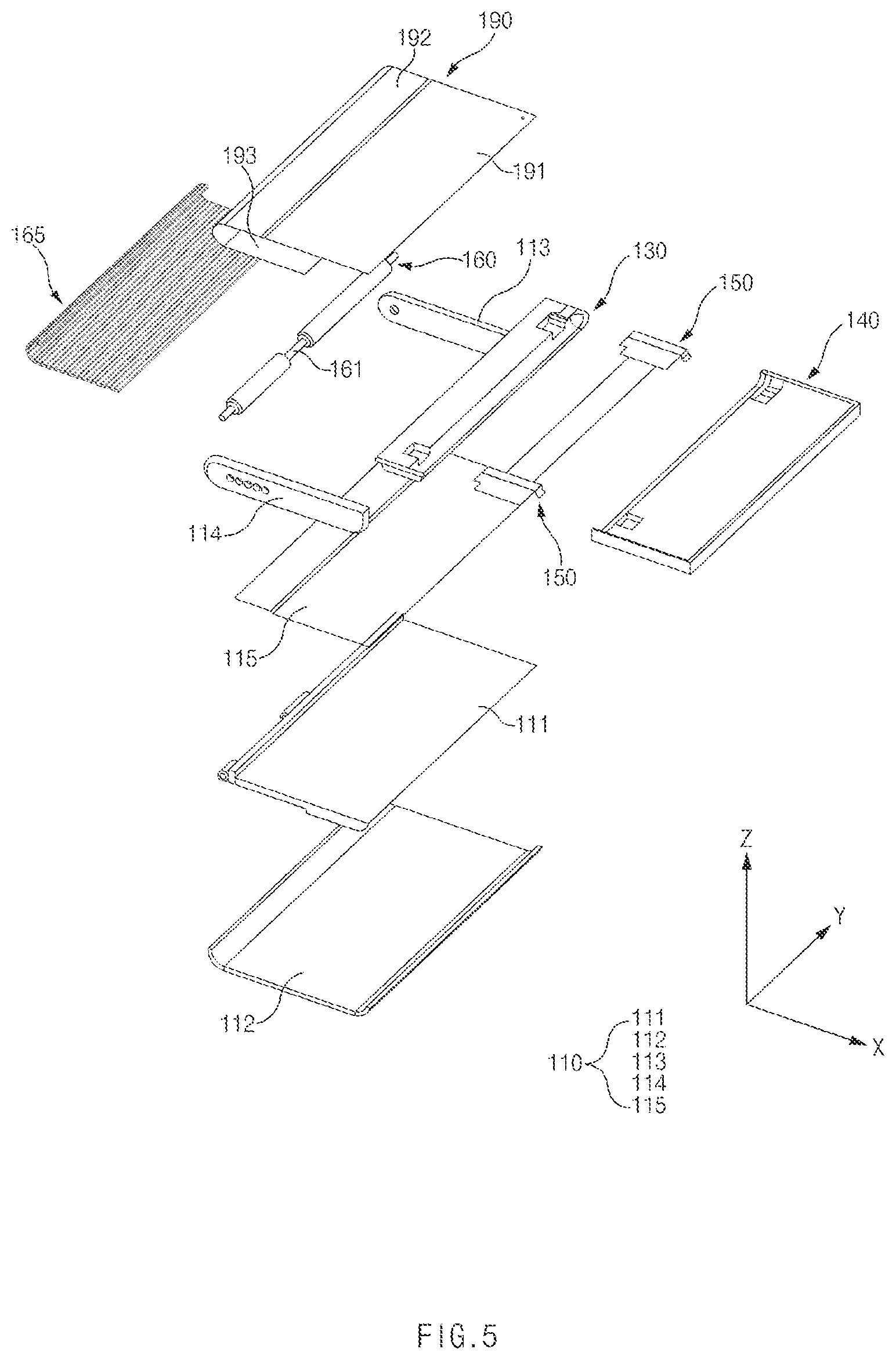 Patent US12107979 Figure 5 – Electronic device capable of folding motion and sliding motion
