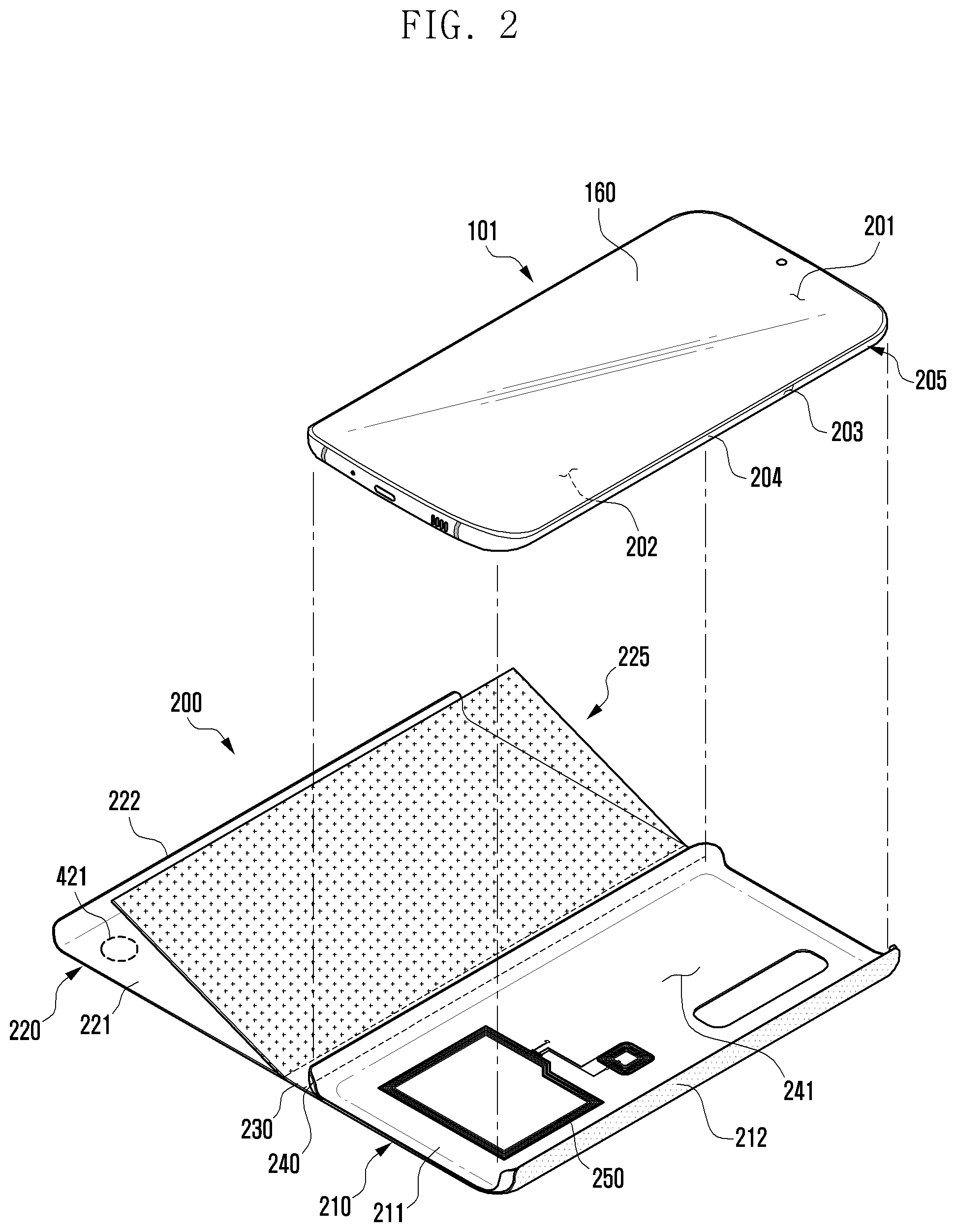 Patent US12107986 Figure 2 – Electronic device equipped with accessory cover and method therefor