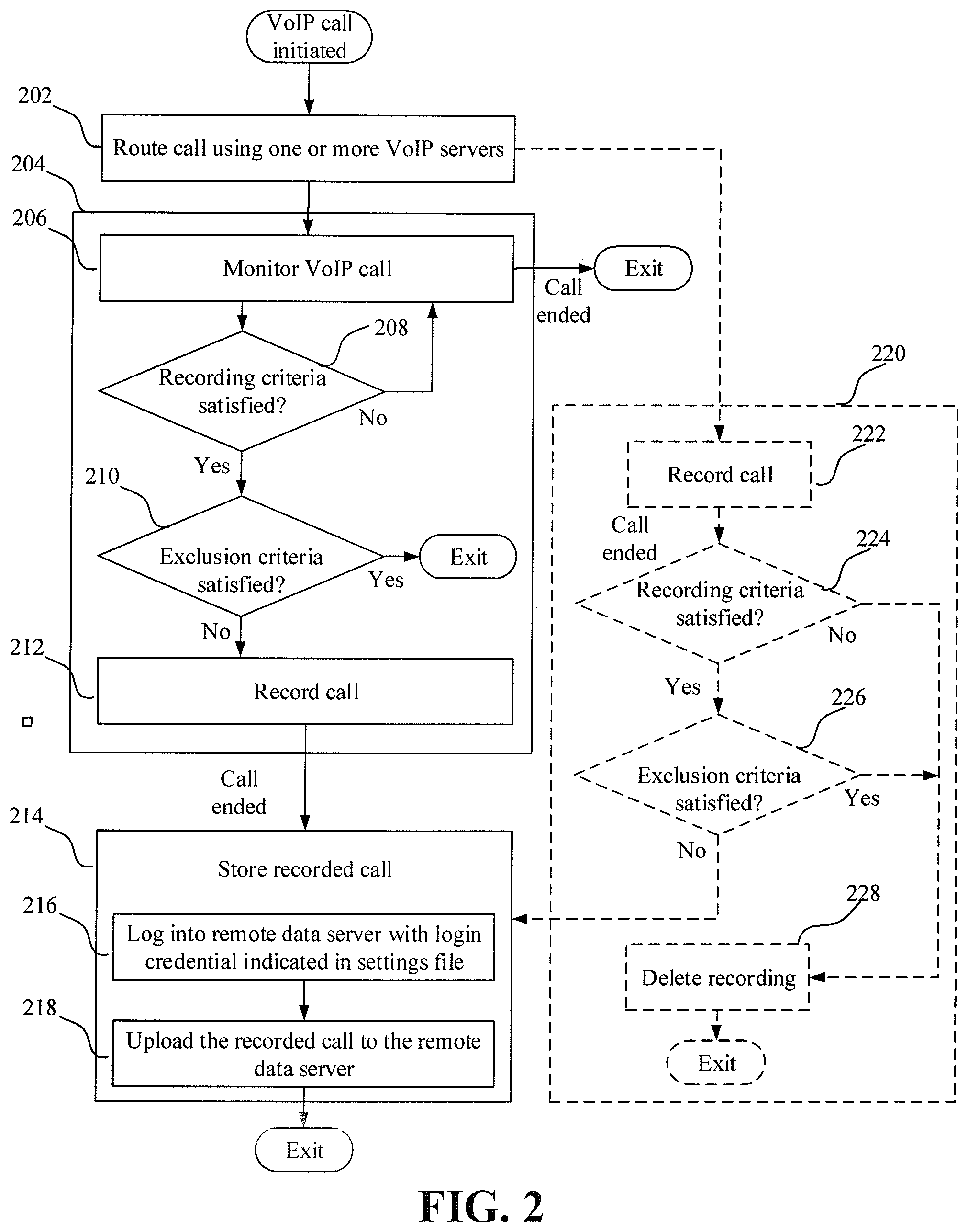 Patent US12107991 Figure 2 – User-configurable recording of VoIP calls
