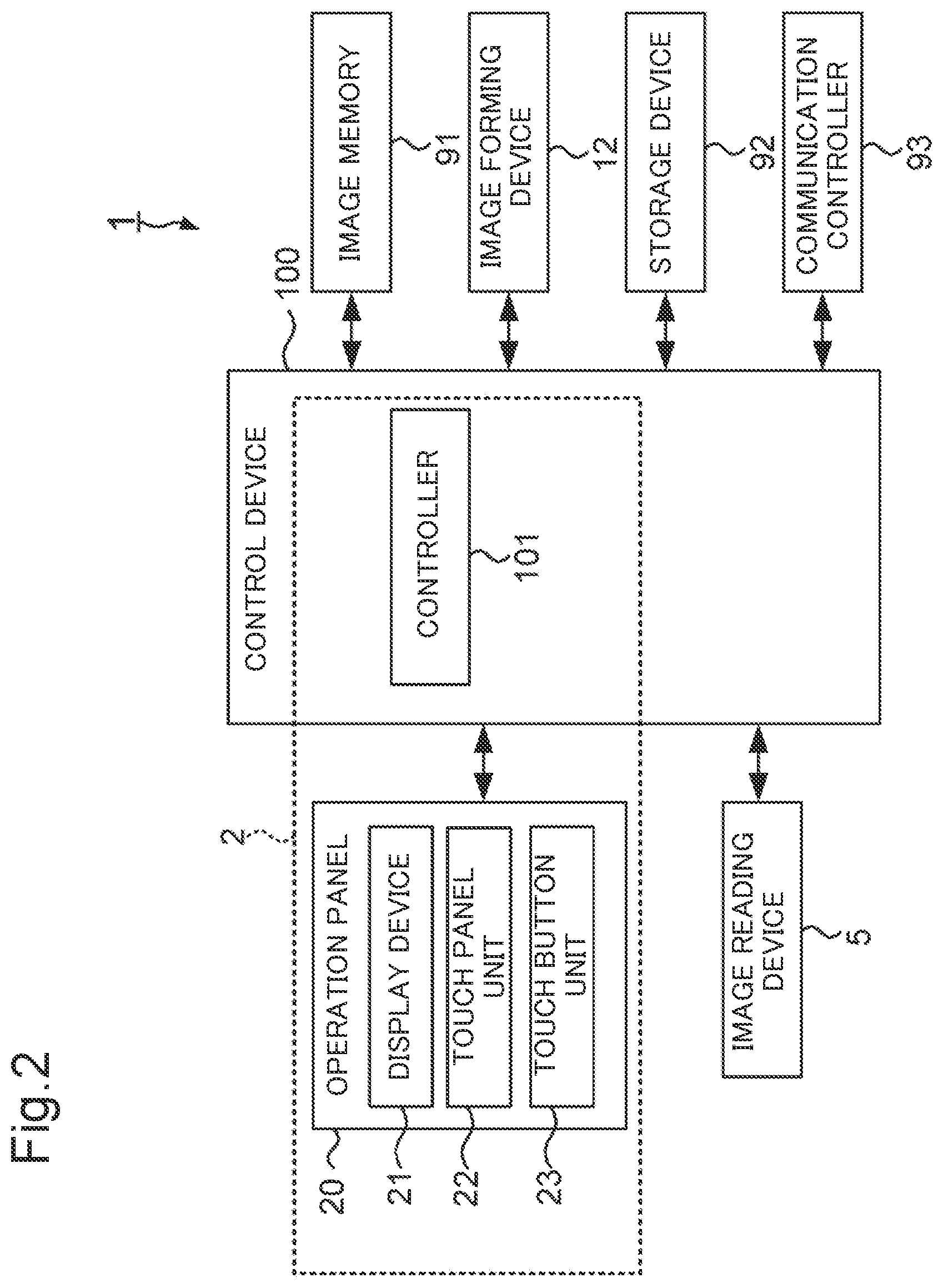 Patent US12108001 Figure 2 – Input device that sets button baseline value or panel baseline value to initial value, depending on whether touch operation on touch button based on electrostatic capacitance is valid, and image forming apparatus