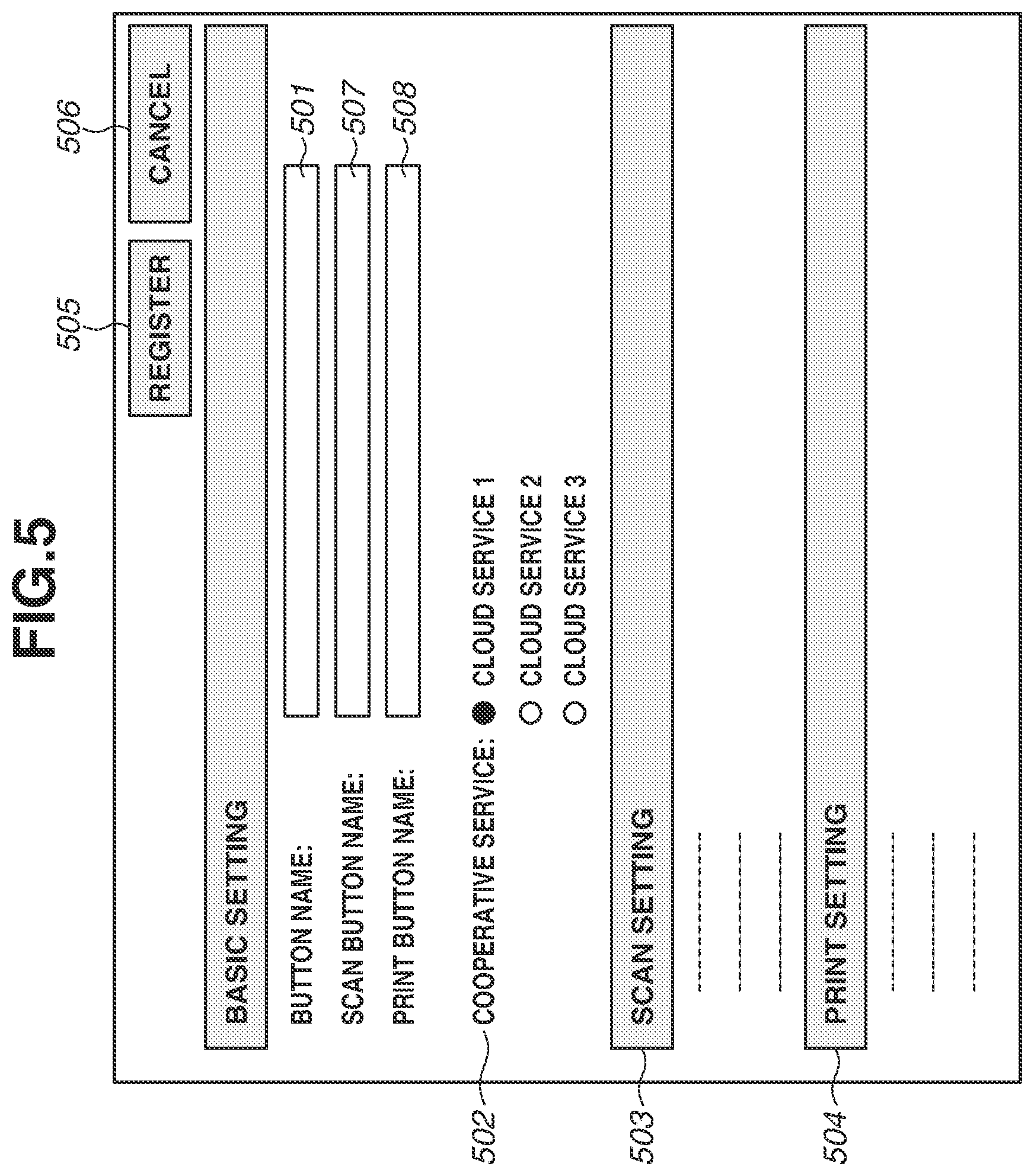 Patent US12108009 Figure 5 – Information processing system, method, an access token for accessing cloud service and a display unit to display reauthorization object to reissue the access token for performing image processing function, and image forming apparatus