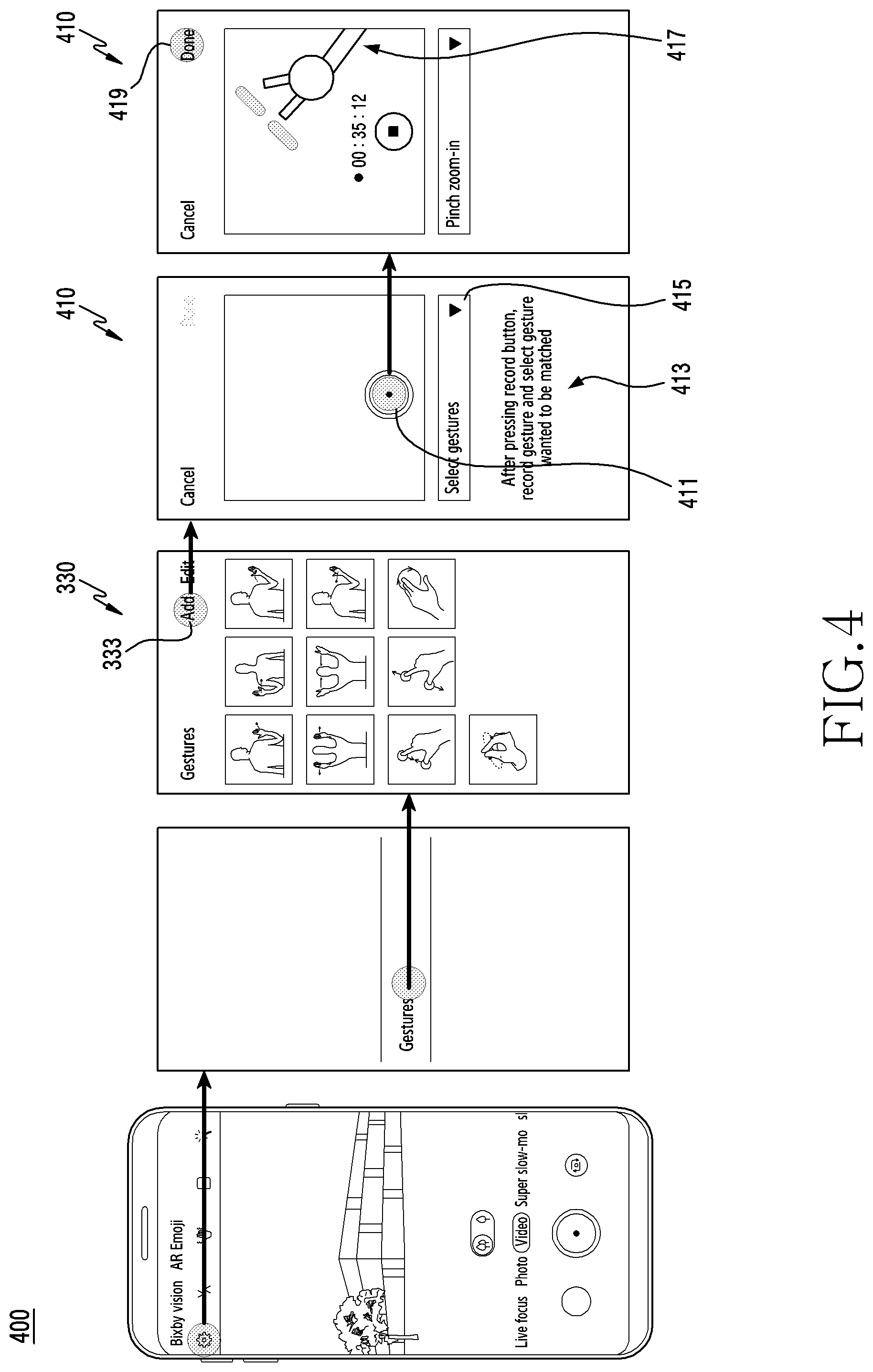 Patent US12108123 Figure 4 – Method for editing image on basis of gesture recognition, and electronic device supporting same