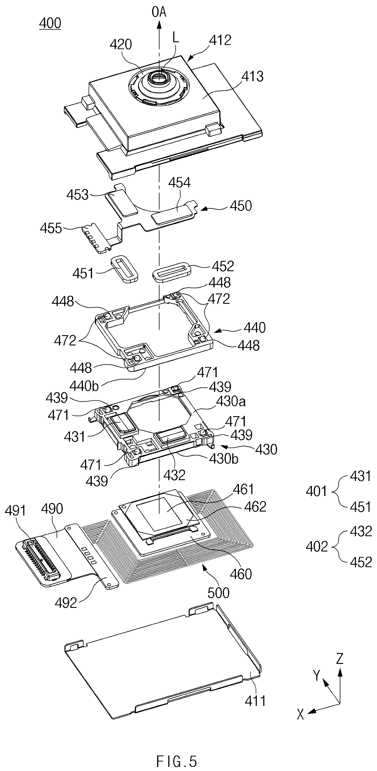 Patent US12108132 Figure 7 – Camera having movable image sensor and electronic device including the same