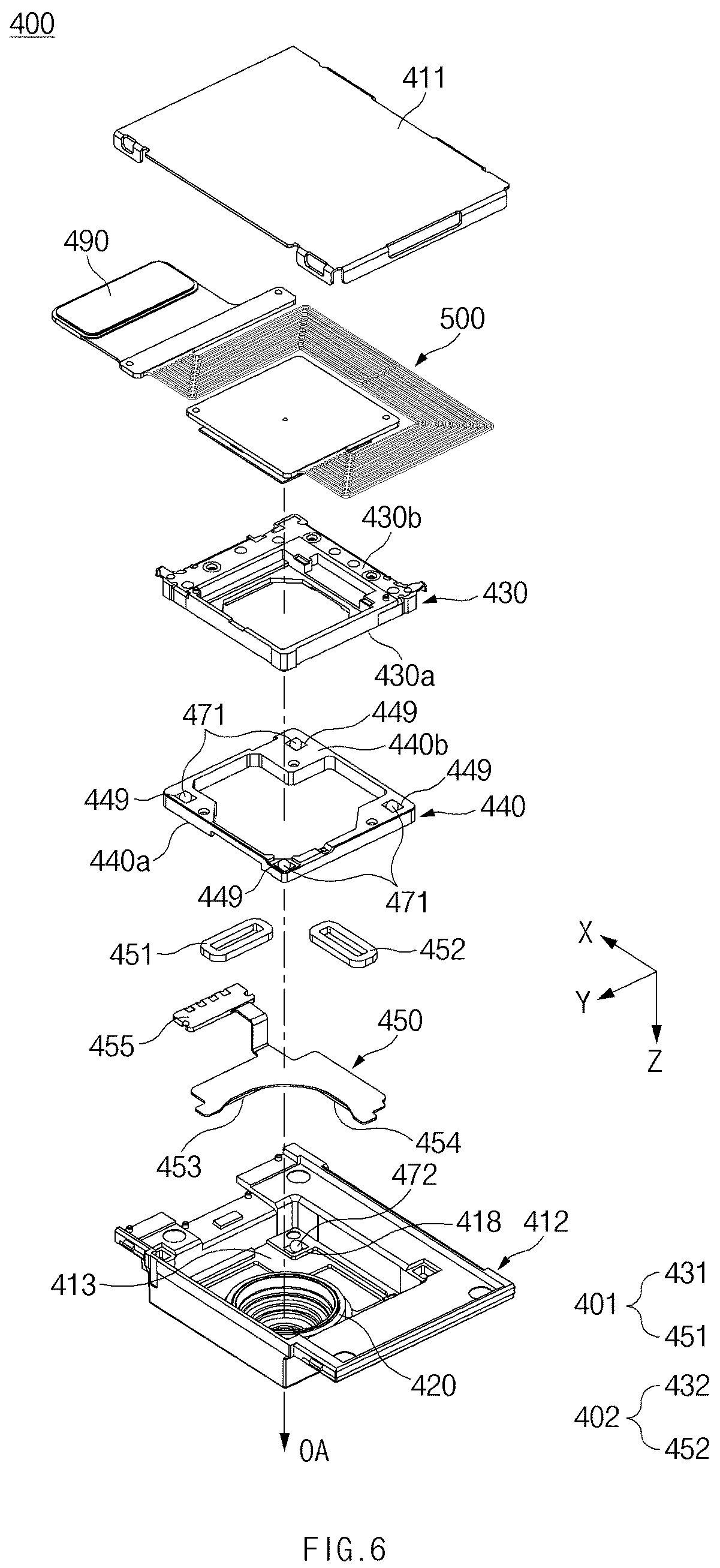 Patent US12108132 Figure 8 – Camera having movable image sensor and electronic device including the same