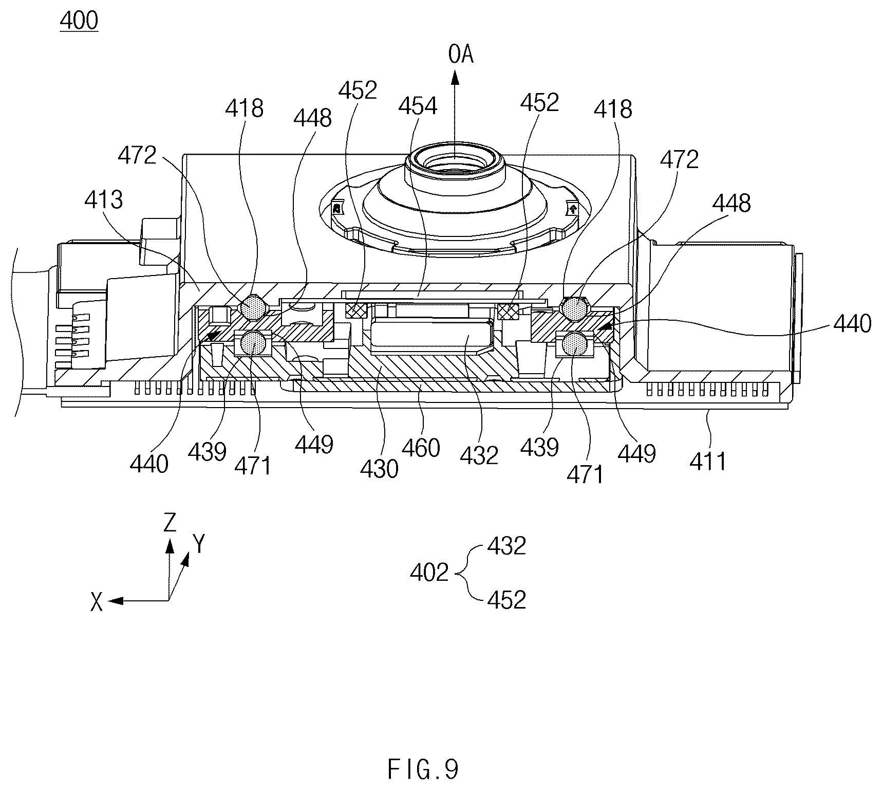Patent US12108132 Figure 11 – Camera having movable image sensor and electronic device including the same