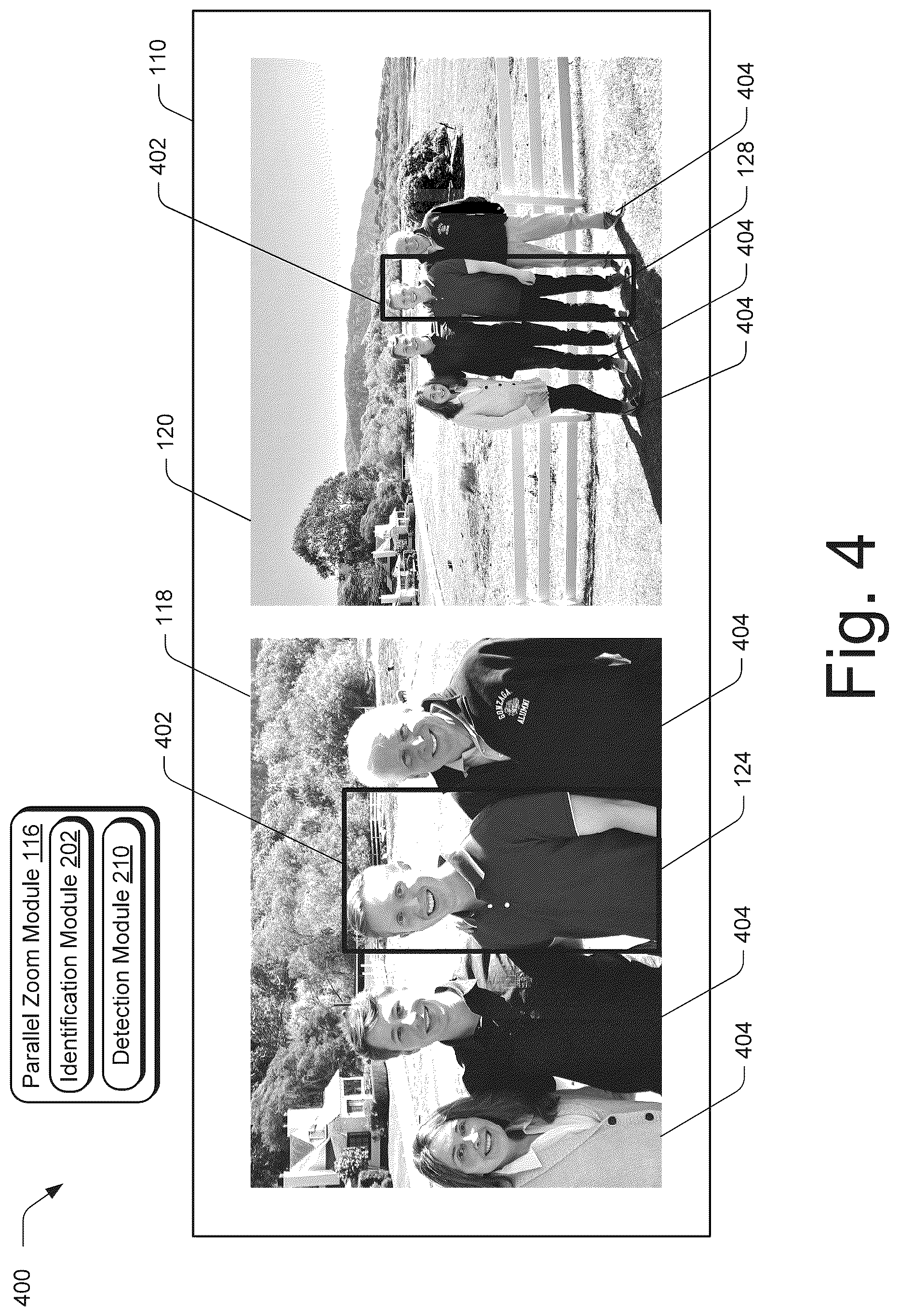 Patent US12108140 Figure 4 – Updating zoom properties of corresponding salient objects