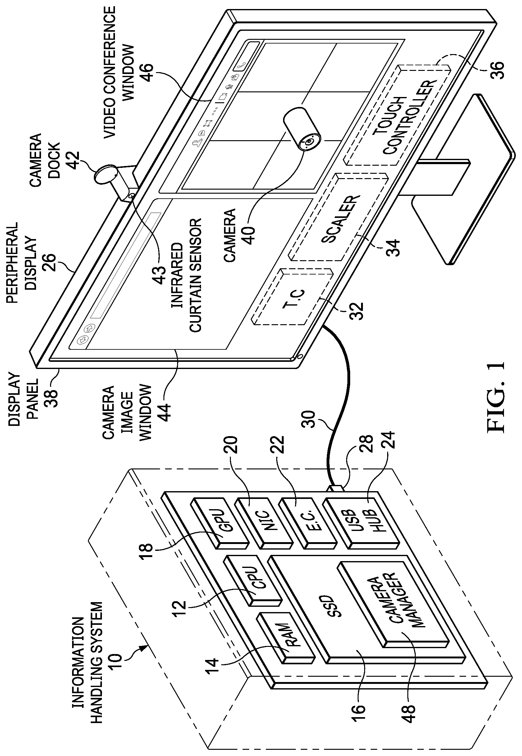 Patent US12108147 Figure 1 – Camera with microphone mute responsive to movement