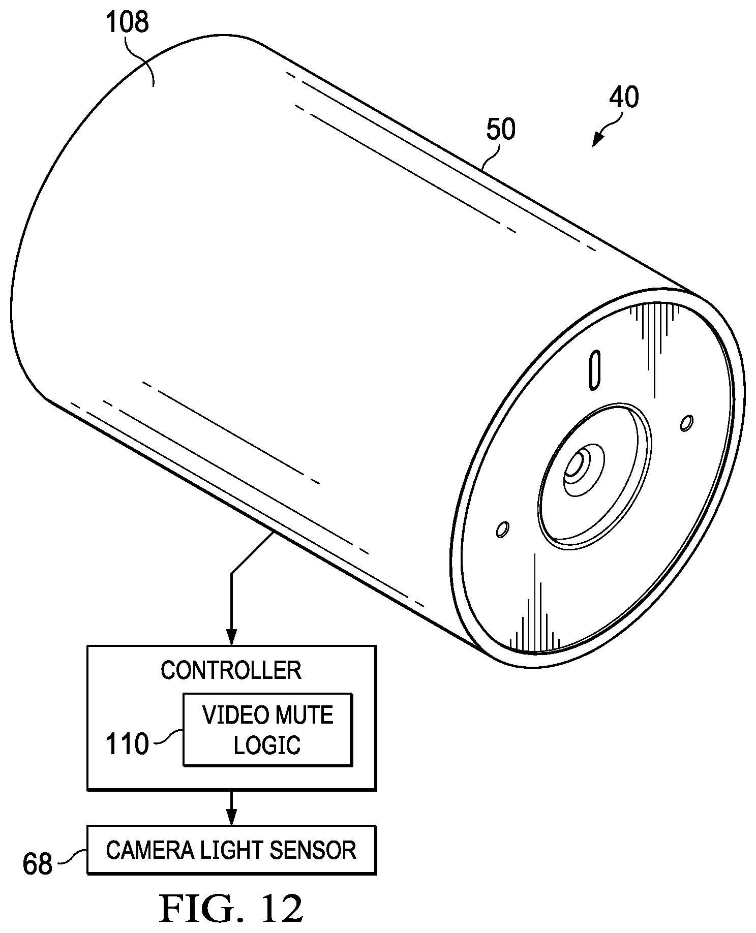 Patent US12108147 Figure 14 – Camera with microphone mute responsive to movement