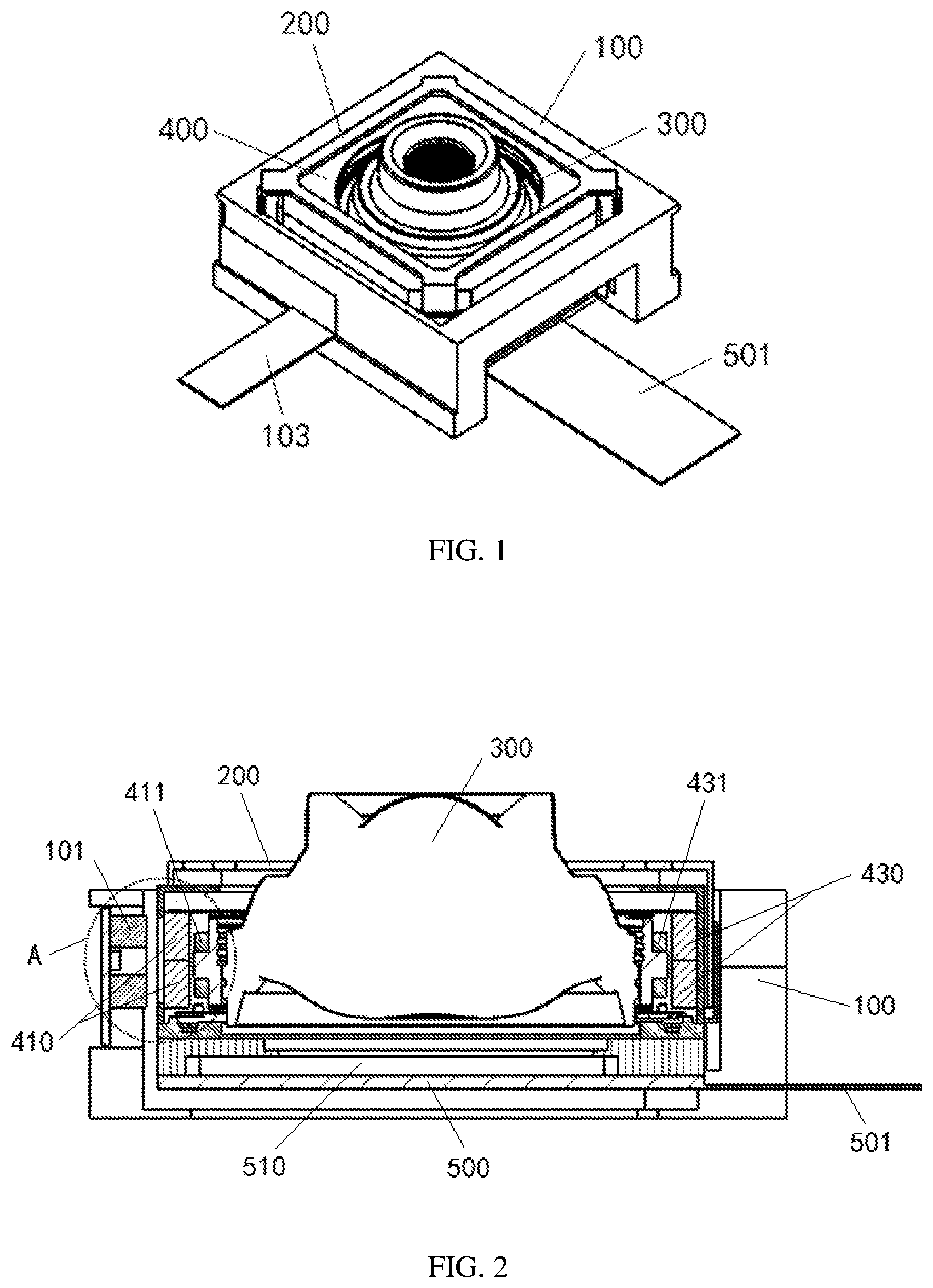 Patent US12108154 Figure 1 – Camera module for anti-shake using a drive coil and electronic device