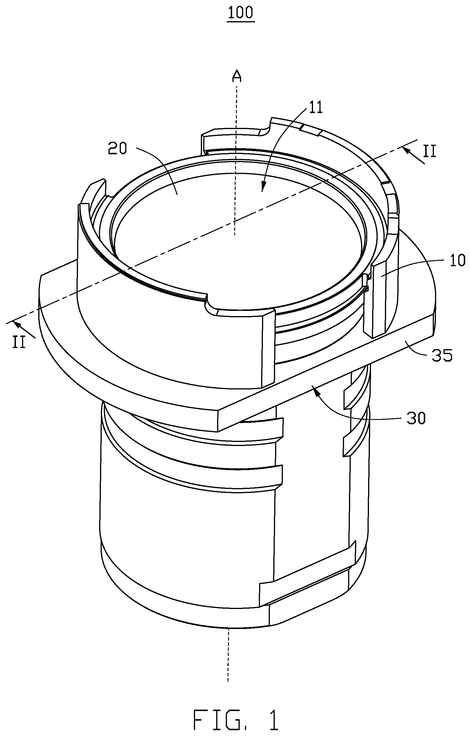 Patent US12108155 Figure 1 – Zoom lens assembly soundless in operation, camera module having zoom lens assembly, and electronic device having camera module
