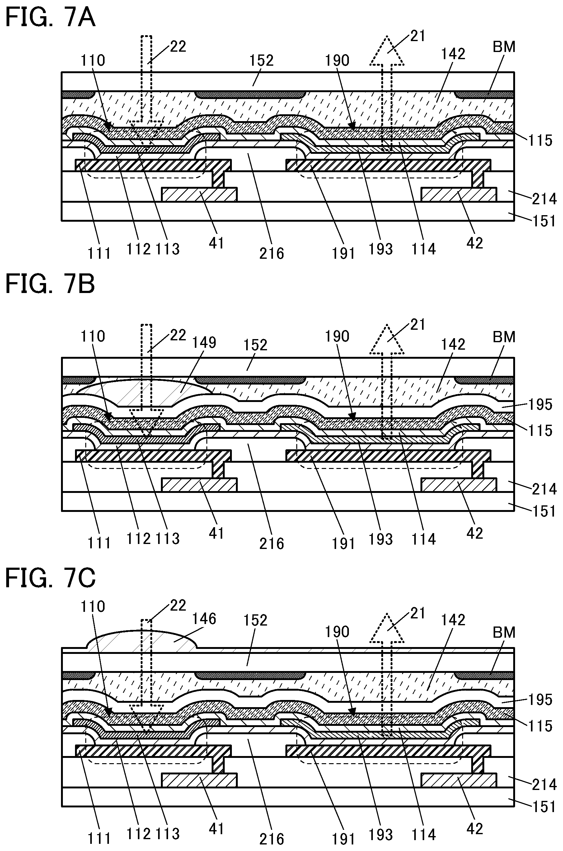 Patent US12108165 Figure 7 – Imaging device including pixels each having a light-receiving device and a light-emitting device