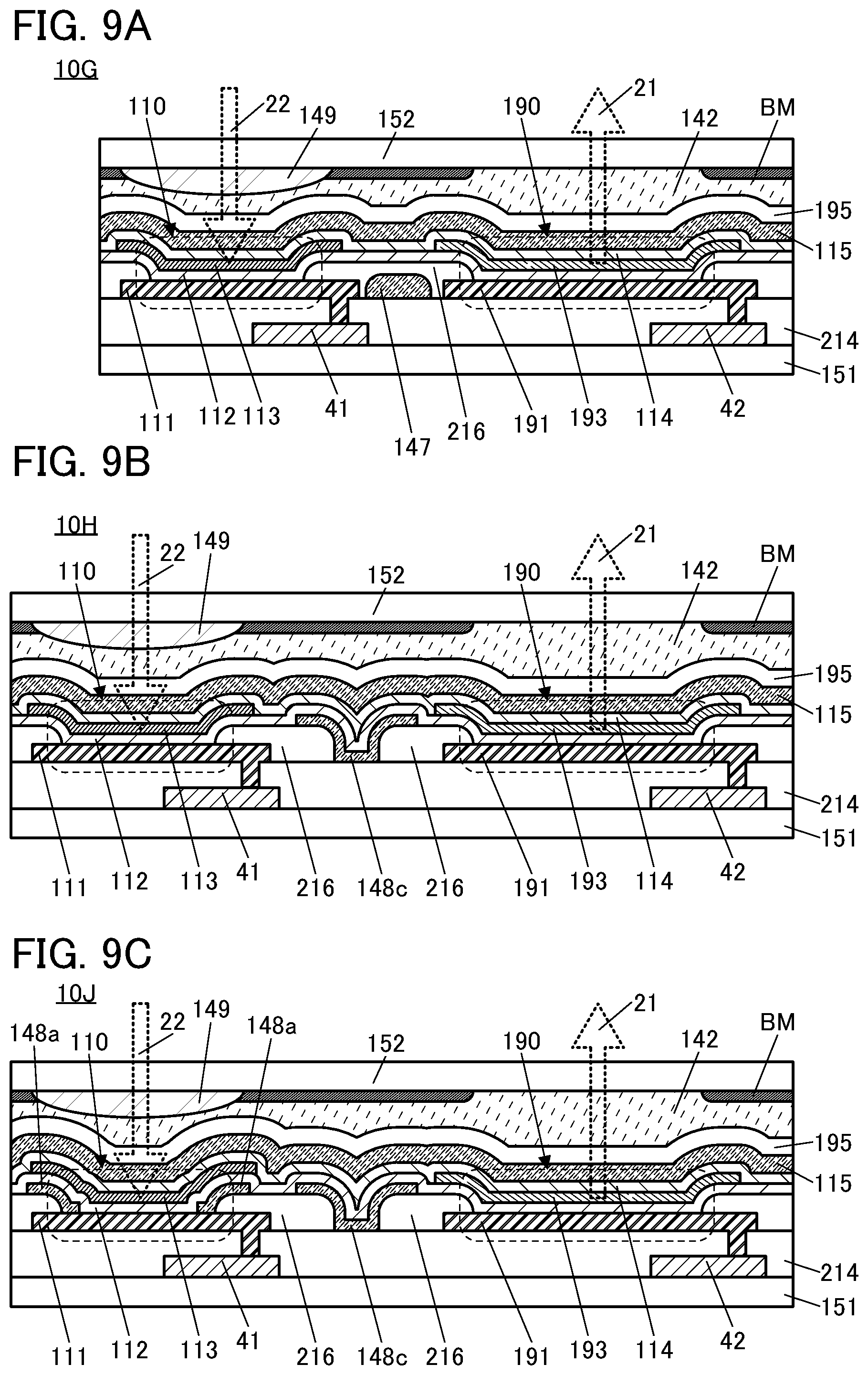 Patent US12108165 Figure 9 – Imaging device including pixels each having a light-receiving device and a light-emitting device