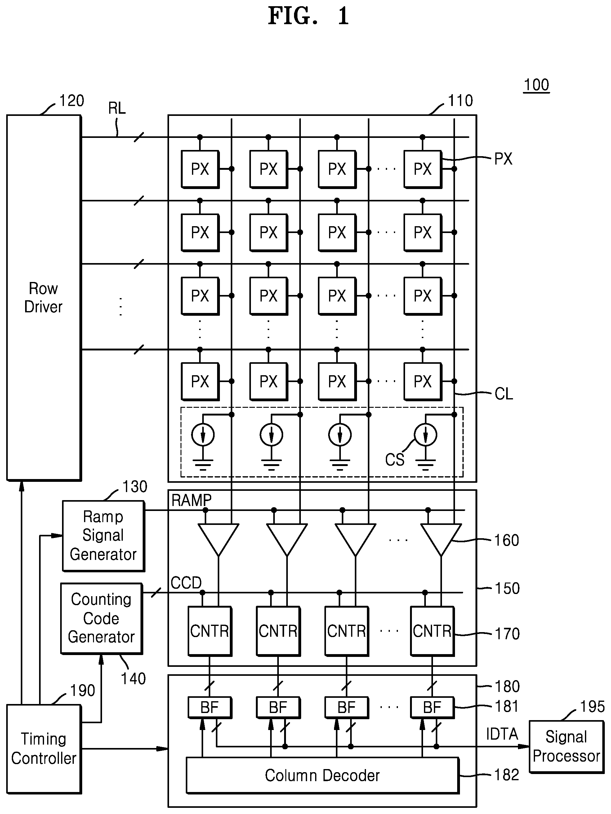 Patent US12108173 Figure 1 – Image sensor with high conversion gain (HCG) mode and low conversion gain (LCG) mode