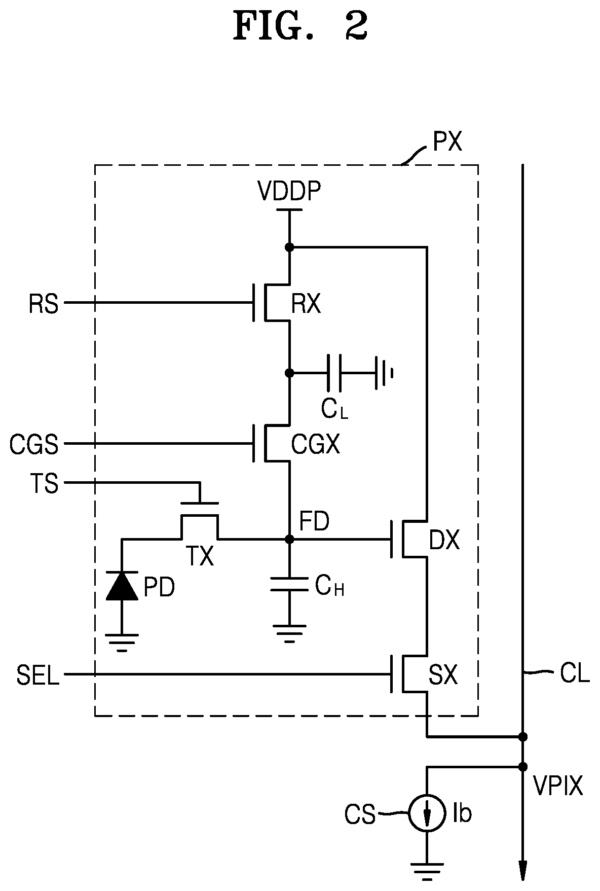 Patent US12108173 Figure 2 – Image sensor with high conversion gain (HCG) mode and low conversion gain (LCG) mode