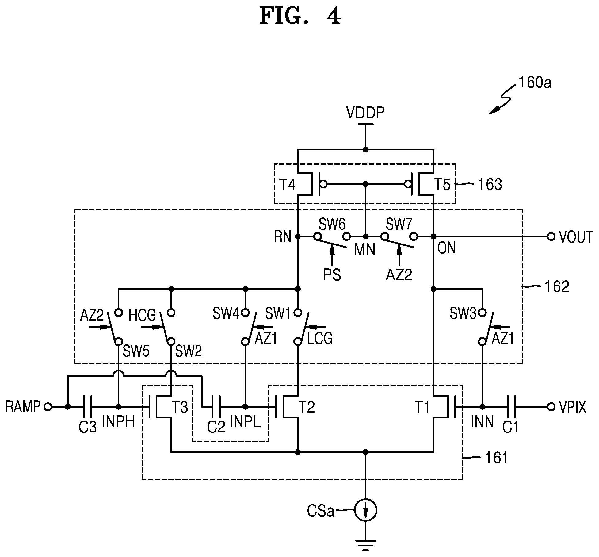 Patent US12108173 Figure 4 – Image sensor with high conversion gain (HCG) mode and low conversion gain (LCG) mode