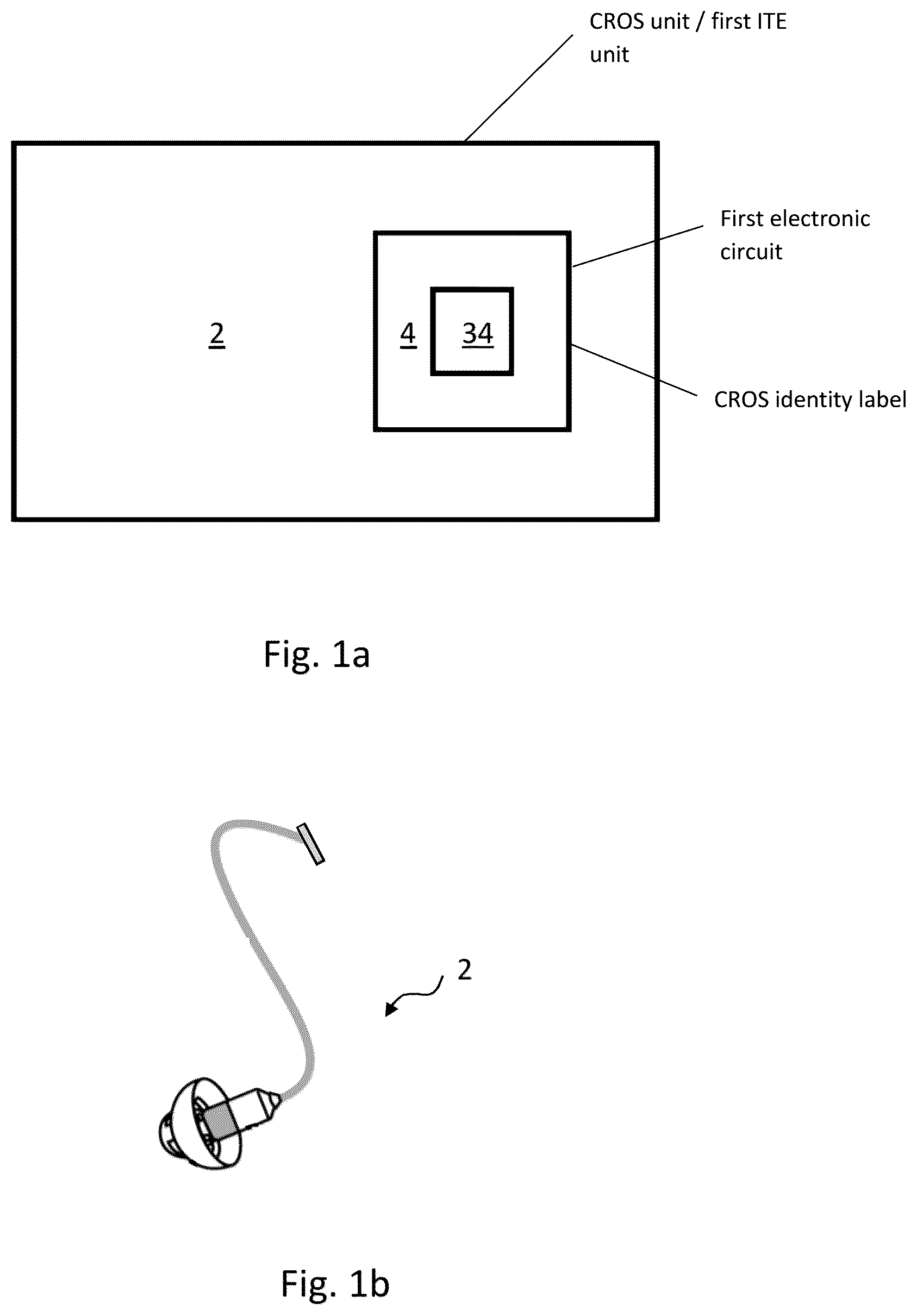Patent US12108217 Figure 1 – CROS unit for a CROS hearing device system