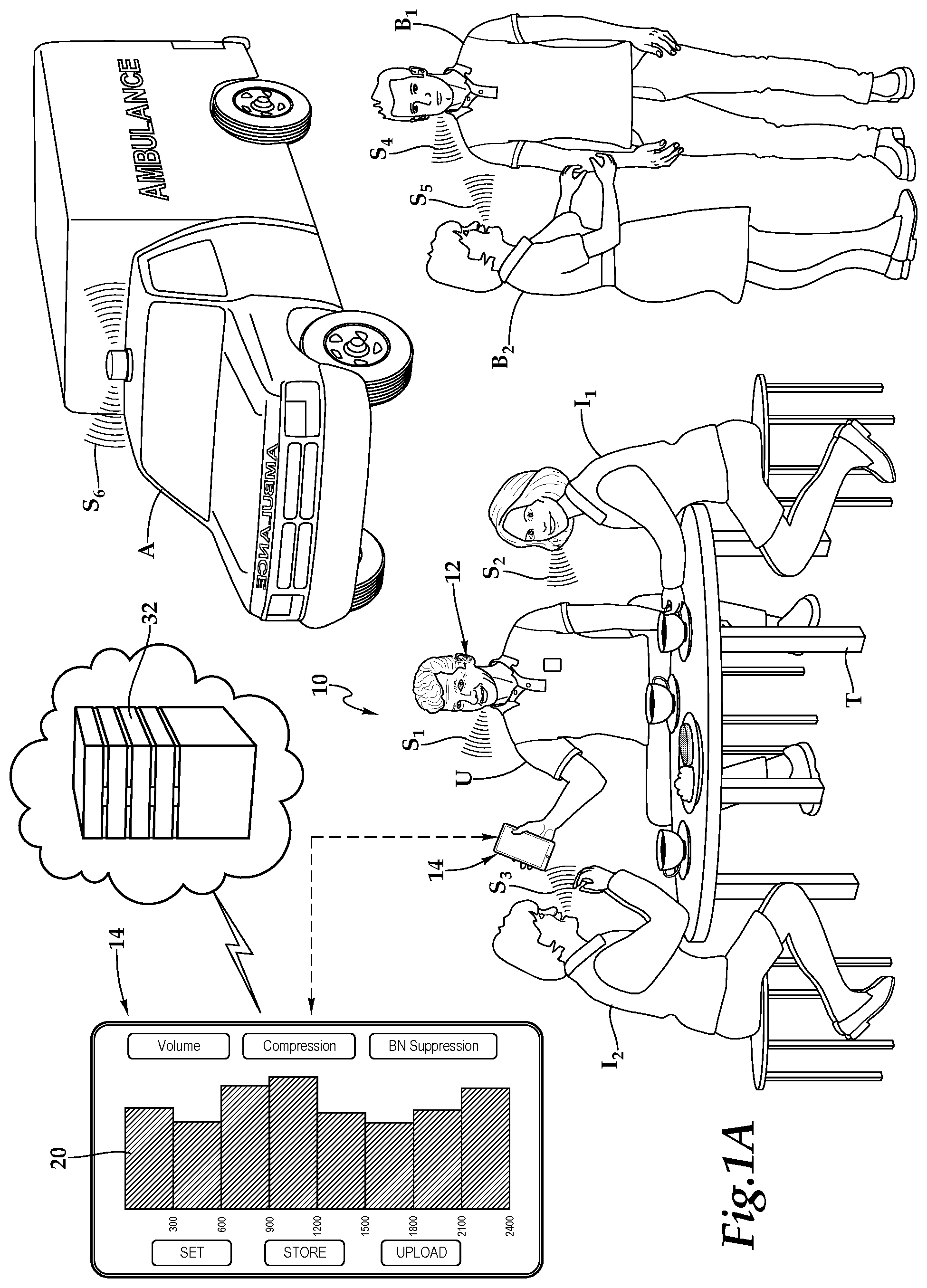 Patent US12108220 Figure 1 – System for aiding hearing and method for use of same