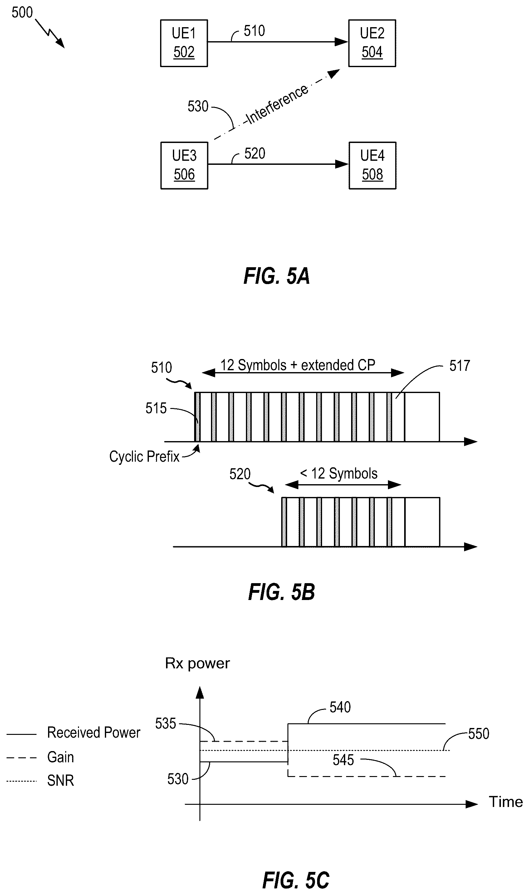 Patent US12108371 Figure 5 – Sidelink slots without symbols for automatic gain control