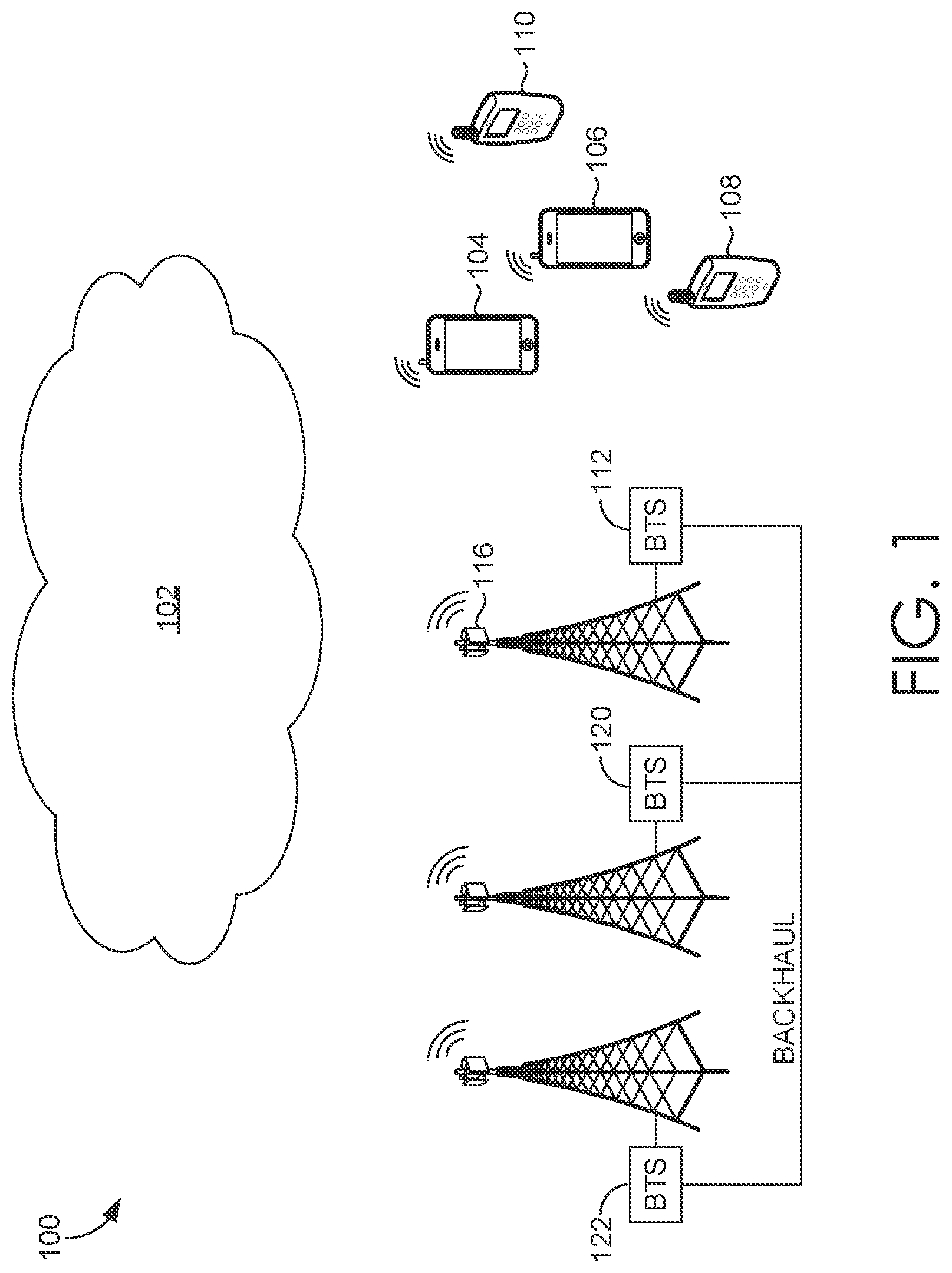Patent US12108378 Figure 1 – Dynamic cell shaping using load information on transmitted beam patterns