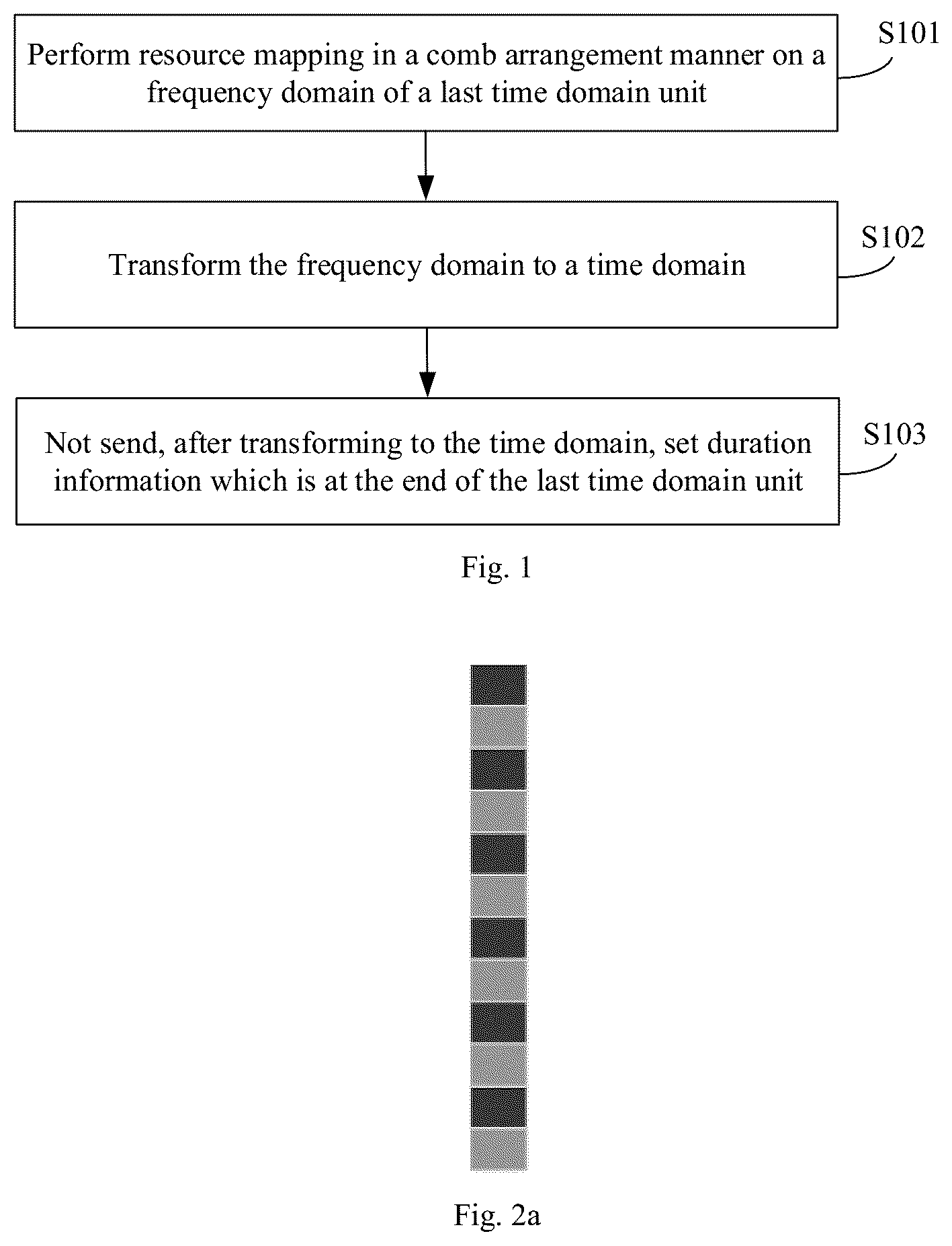 Patent US12108383 — Method and device for sending and receiving information after transforming frequency domain to a time domain using resource mapping — Figure 1