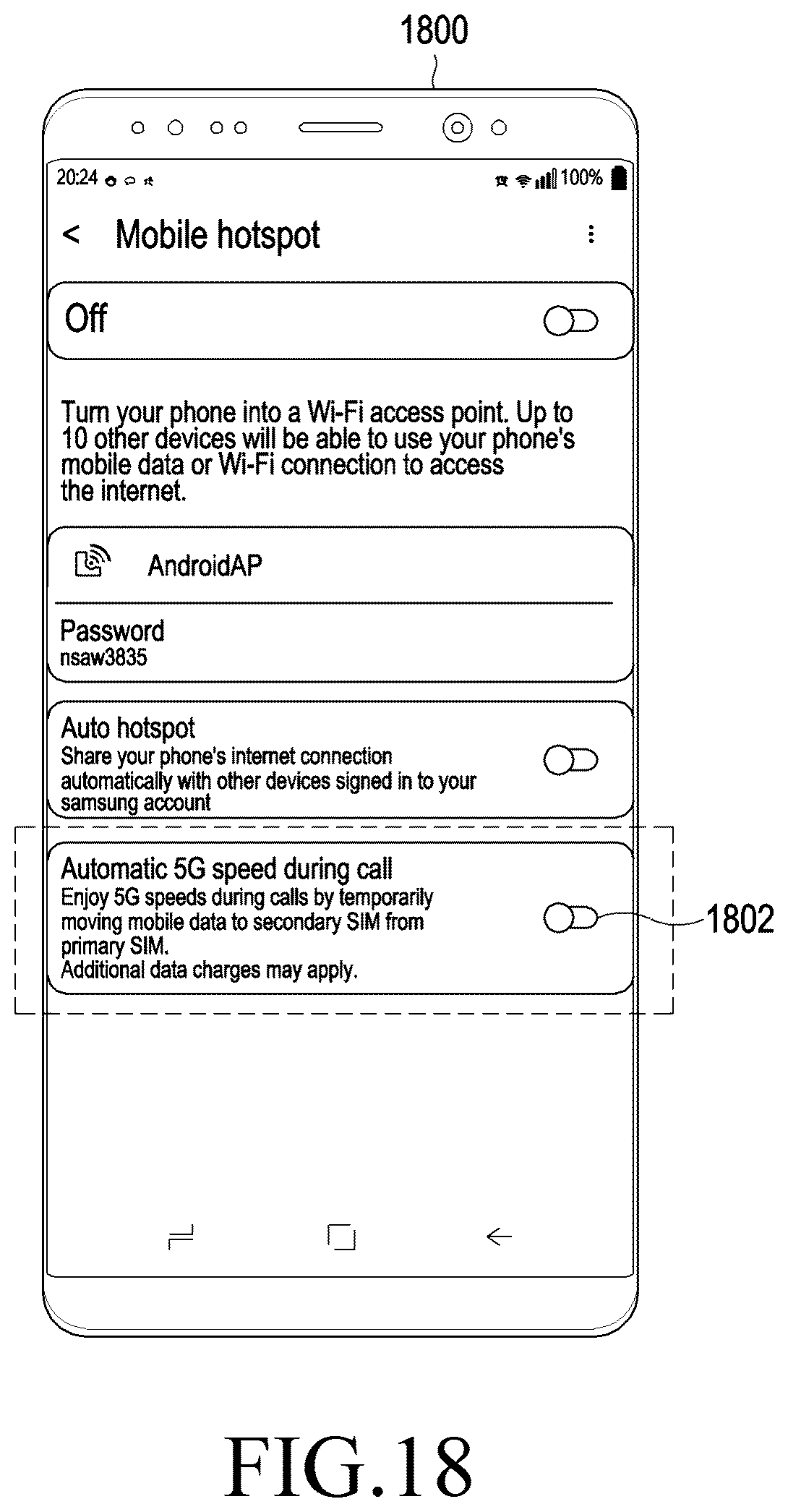 Patent US12108485 Figure 18 – Electronic device providing data service and operating method thereof