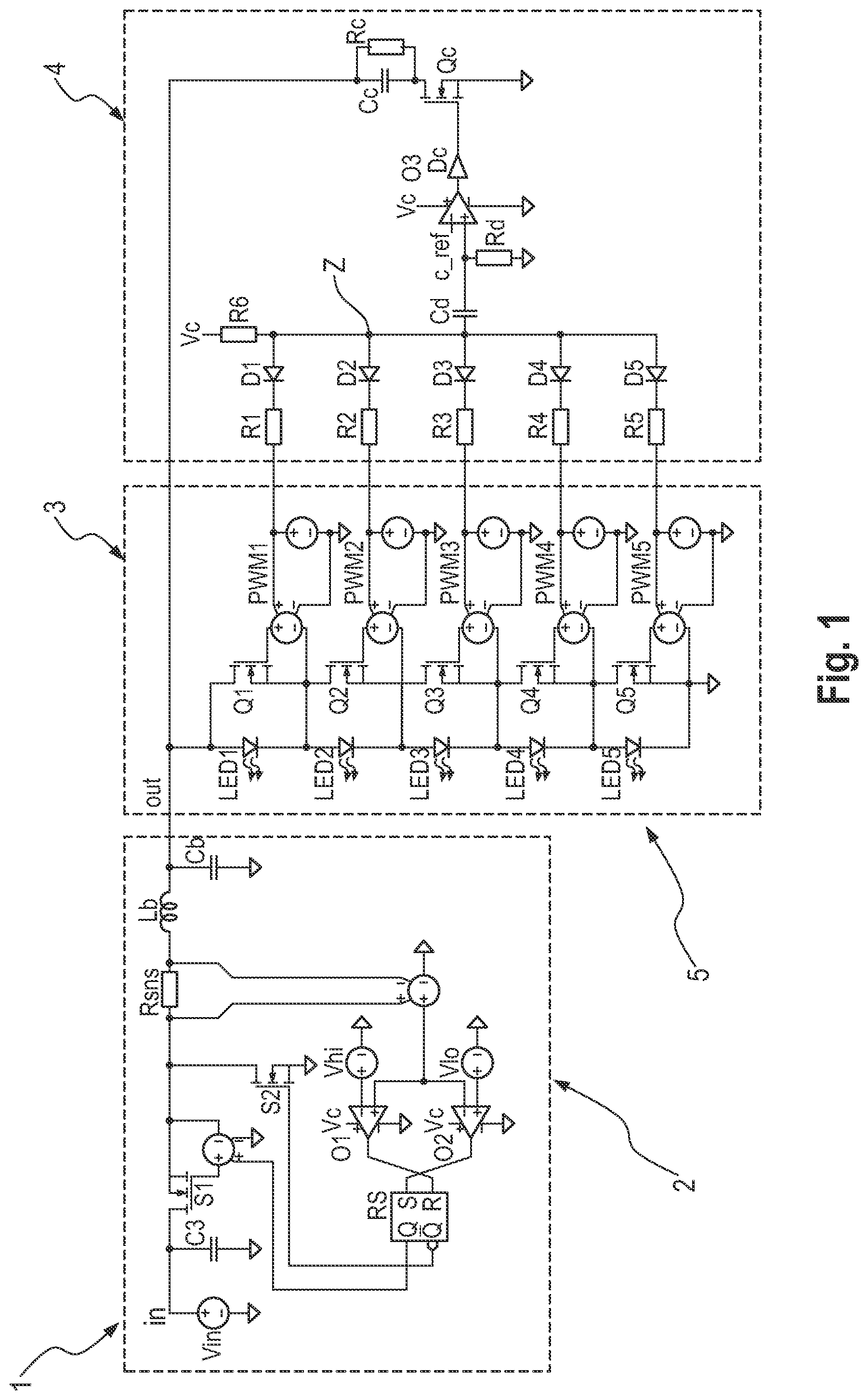 Patent US12108506 Figure 1 – Circuit arrangement for an LED matrix light
