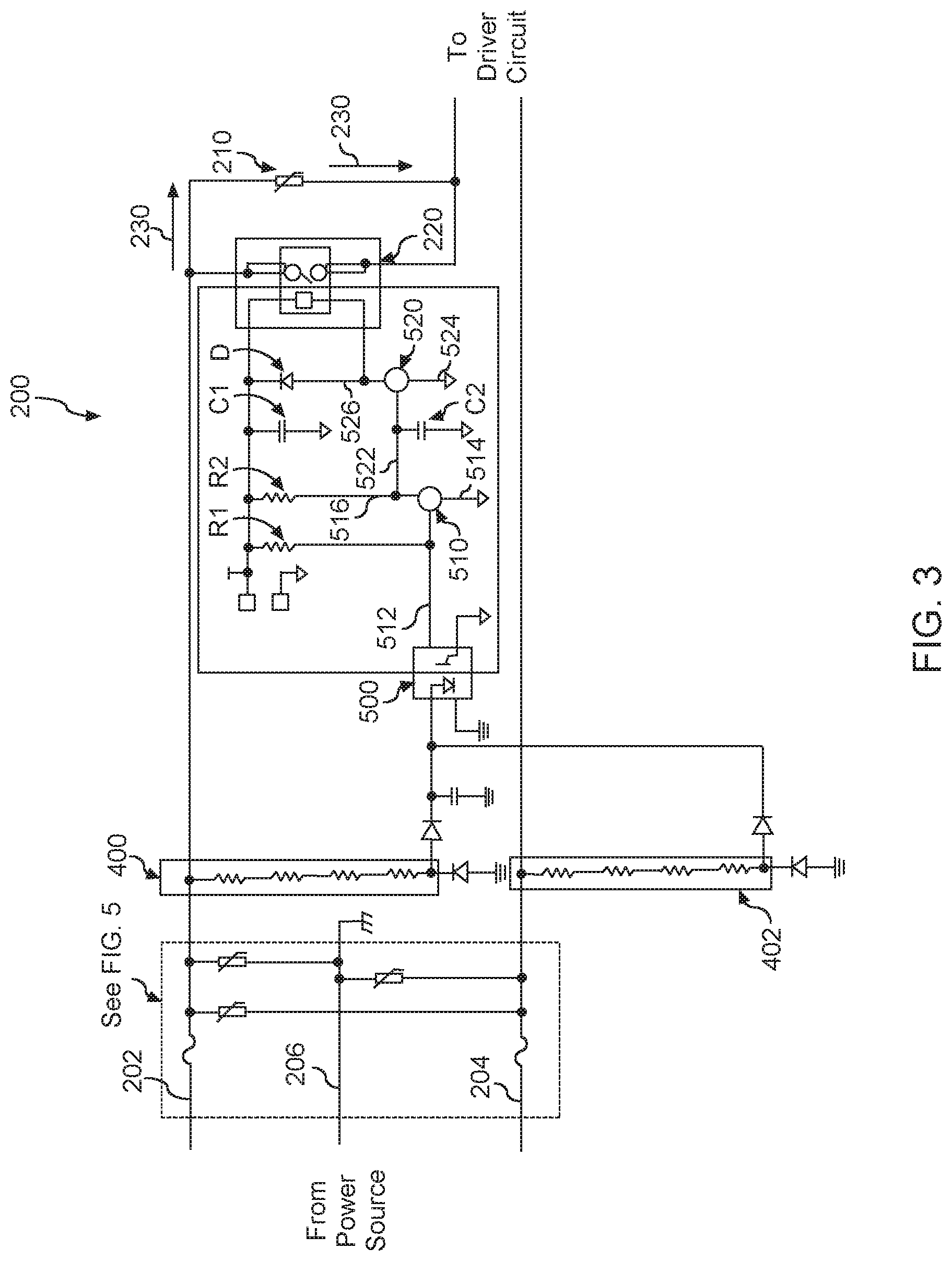 Patent US12108507 Figure 3 – Inrush current protection circuit for solid state lighting fixtures