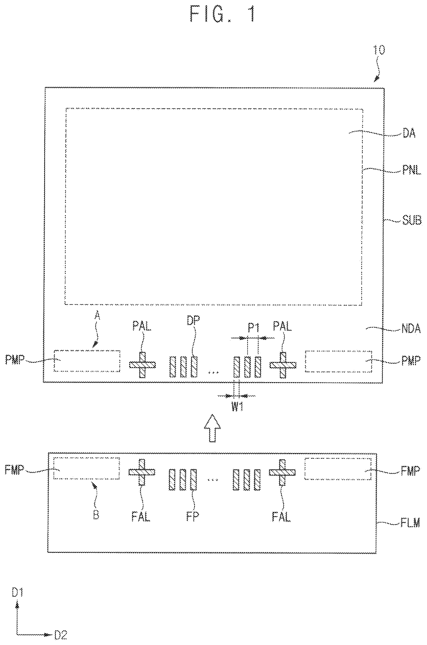 Patent US12108545 Figure 1 – Display device and method of manufacturing the same