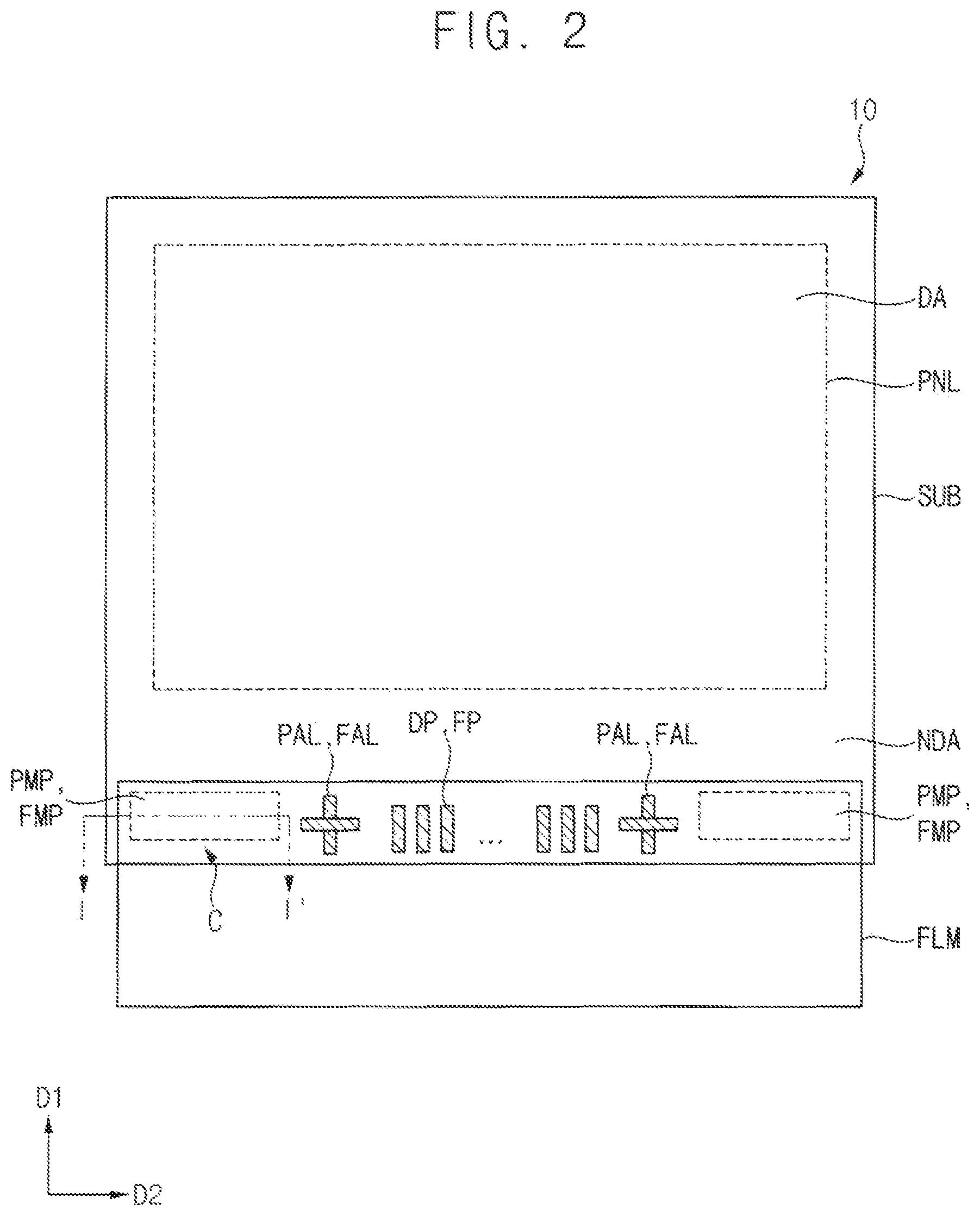 Patent US12108545 Figure 2 – Display device and method of manufacturing the same