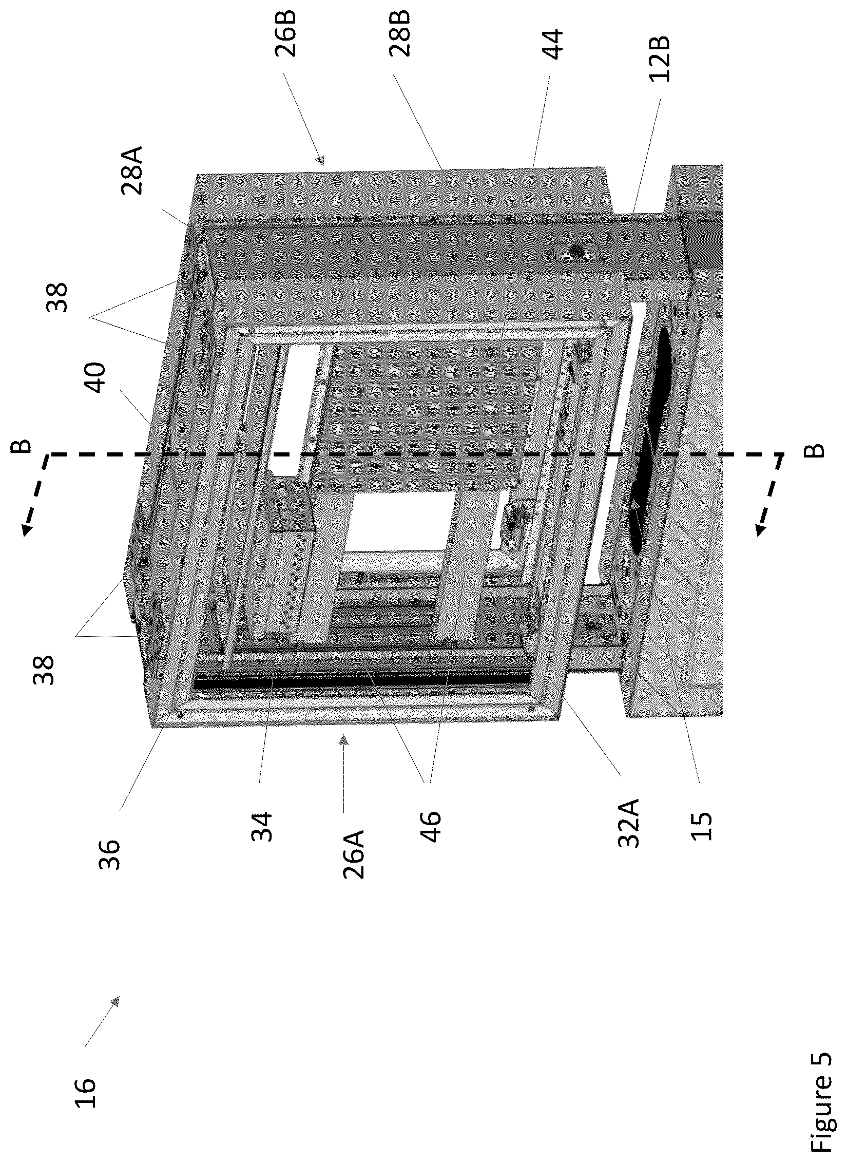 Patent US12108546 Figure 5 – Electronic display assembly with fabric panel communications box