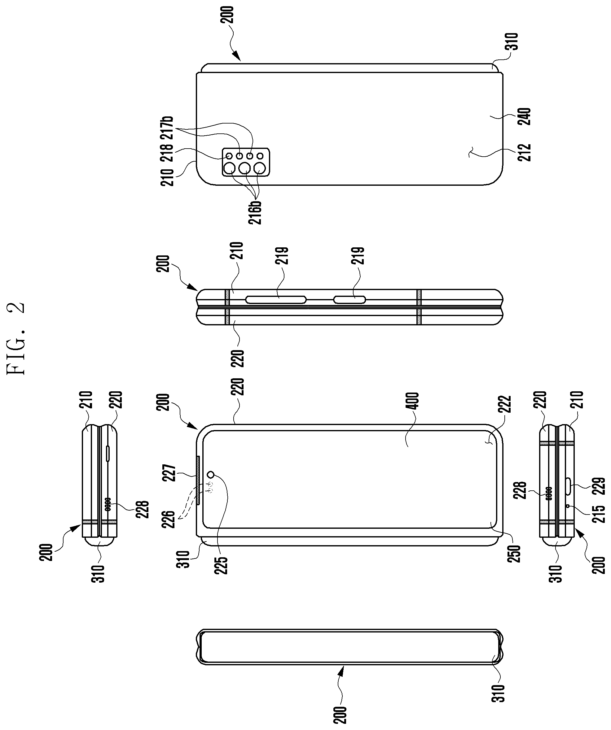 Patent US12108550 Figure 2 – Electronic device including hinge module